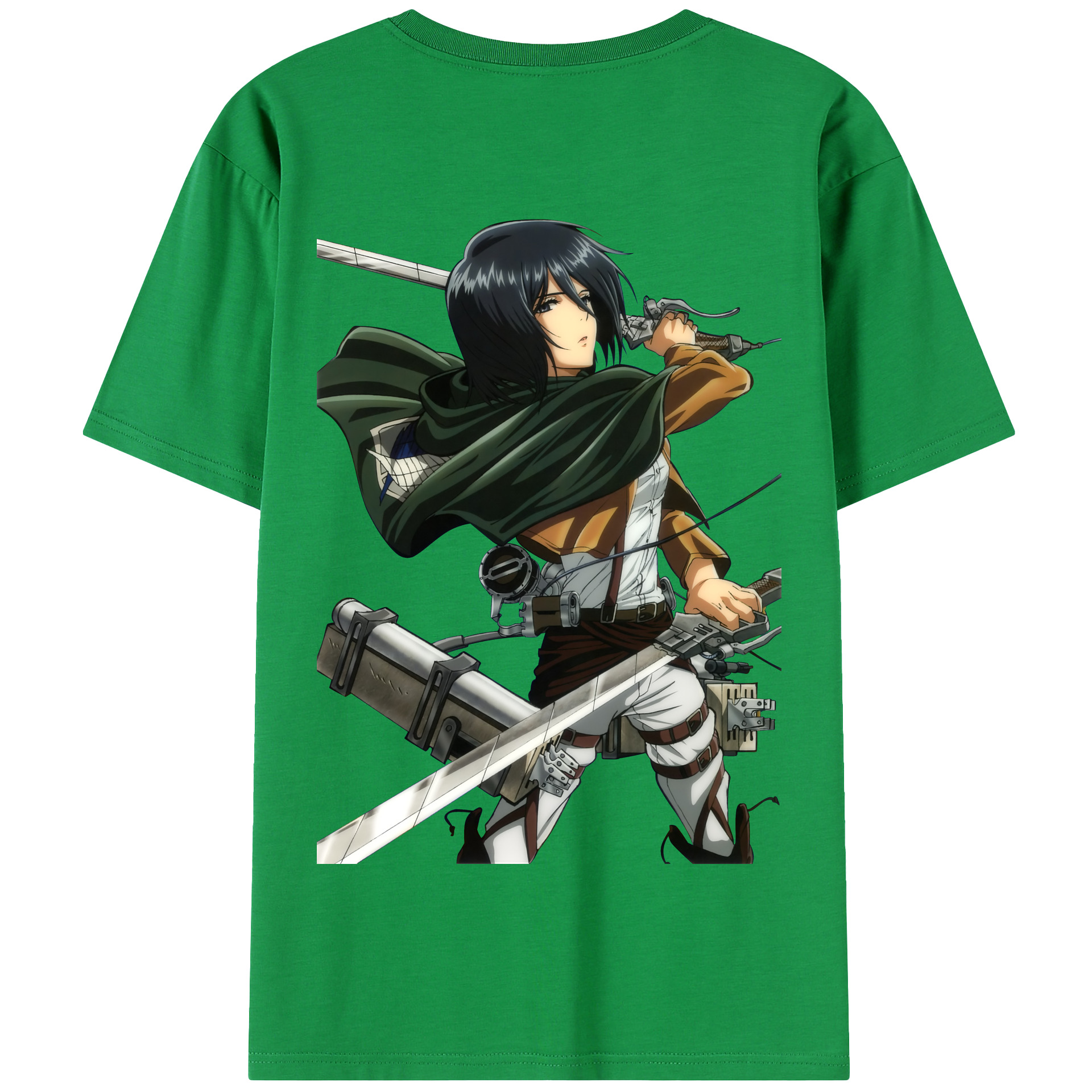 （画像用） 進撃の巨人 ミカサ·アッカーマン Attack on Titan Mikasa Ackerman 綿100％半袖Tシャツ（背面プリント）