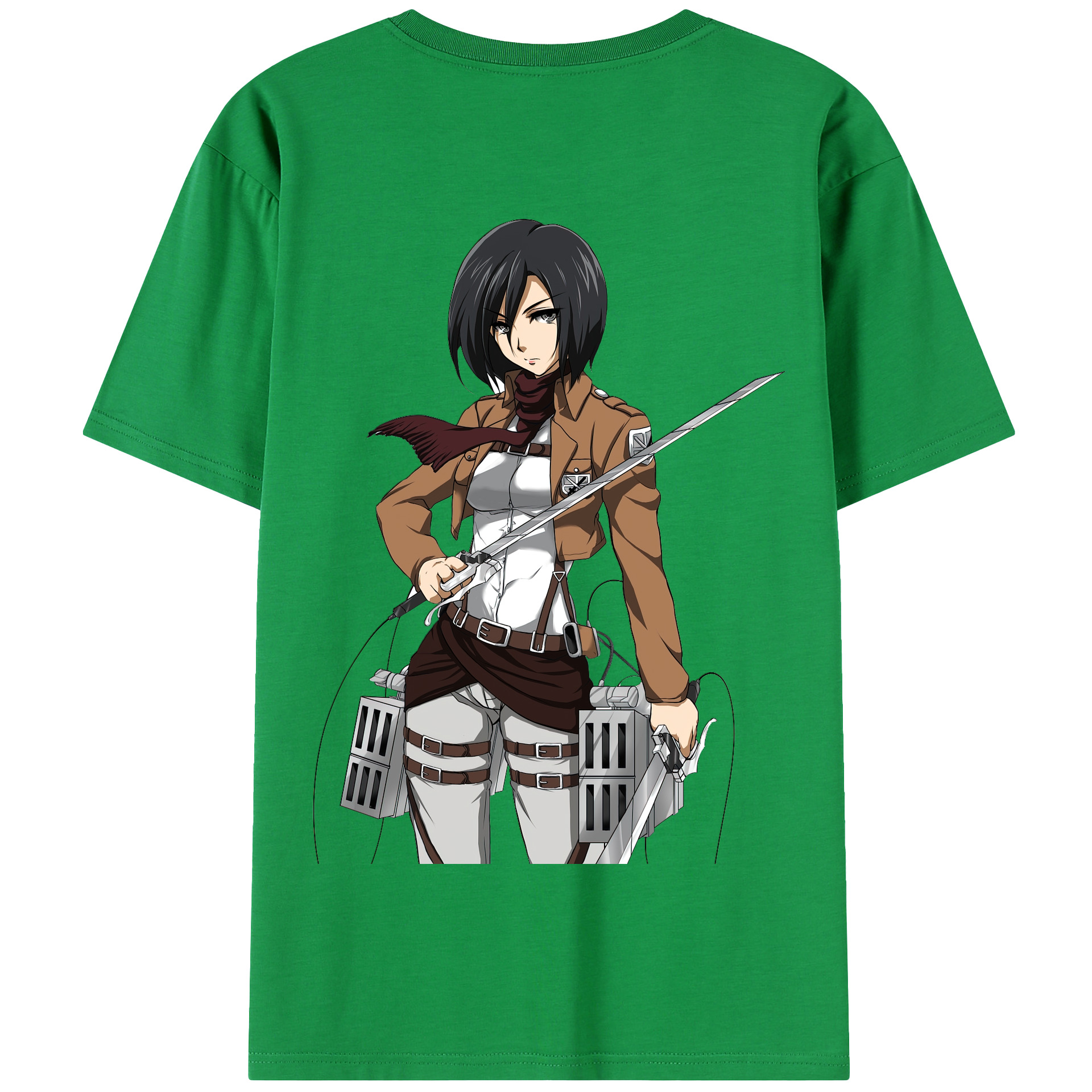 （画像用） 進撃の巨人 ミカサ·アッカーマン Attack on Titan Mikasa Ackerman 綿100％半袖Tシャツ（背面プリント）