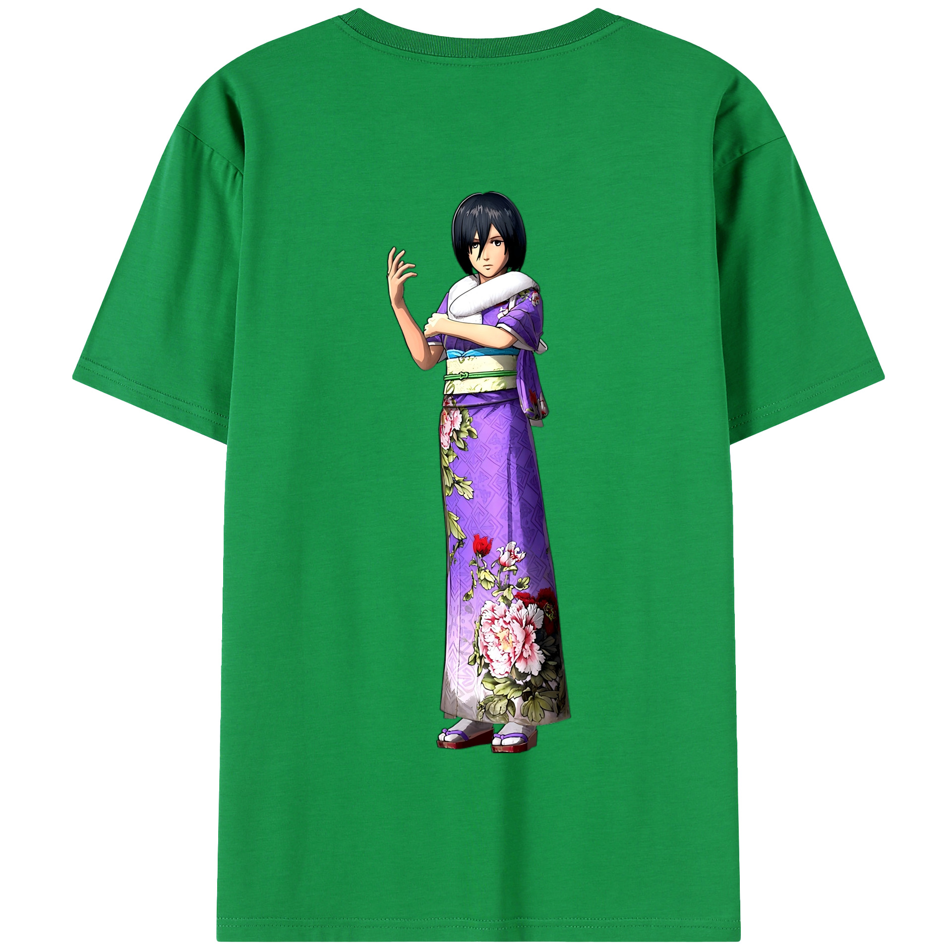 （画像用） 進撃の巨人 ミカサ·アッカーマン Attack on Titan Mikasa Ackerman 綿100％半袖Tシャツ（背面プリント）