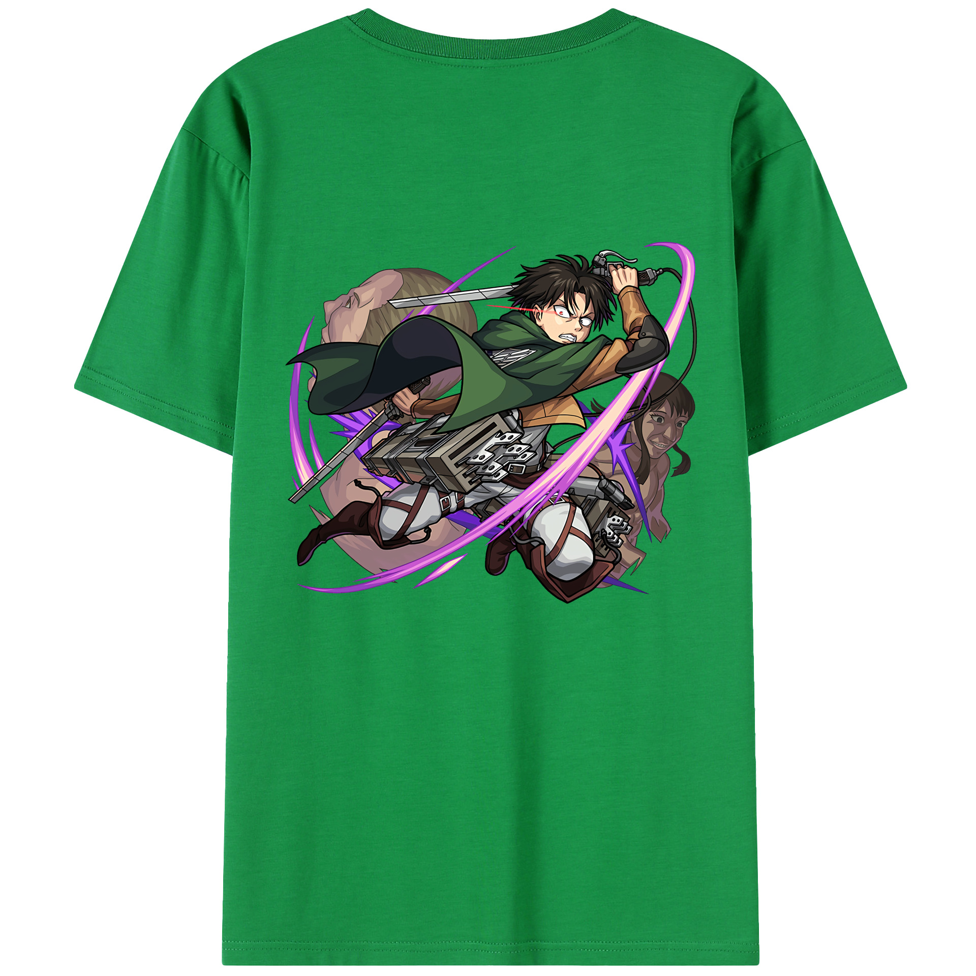 （画像用） 進撃の巨人 リヴァイ·アッカーマン Attack on Titan Levi Ackerman 綿100％半袖Tシャツ（背面プリント）