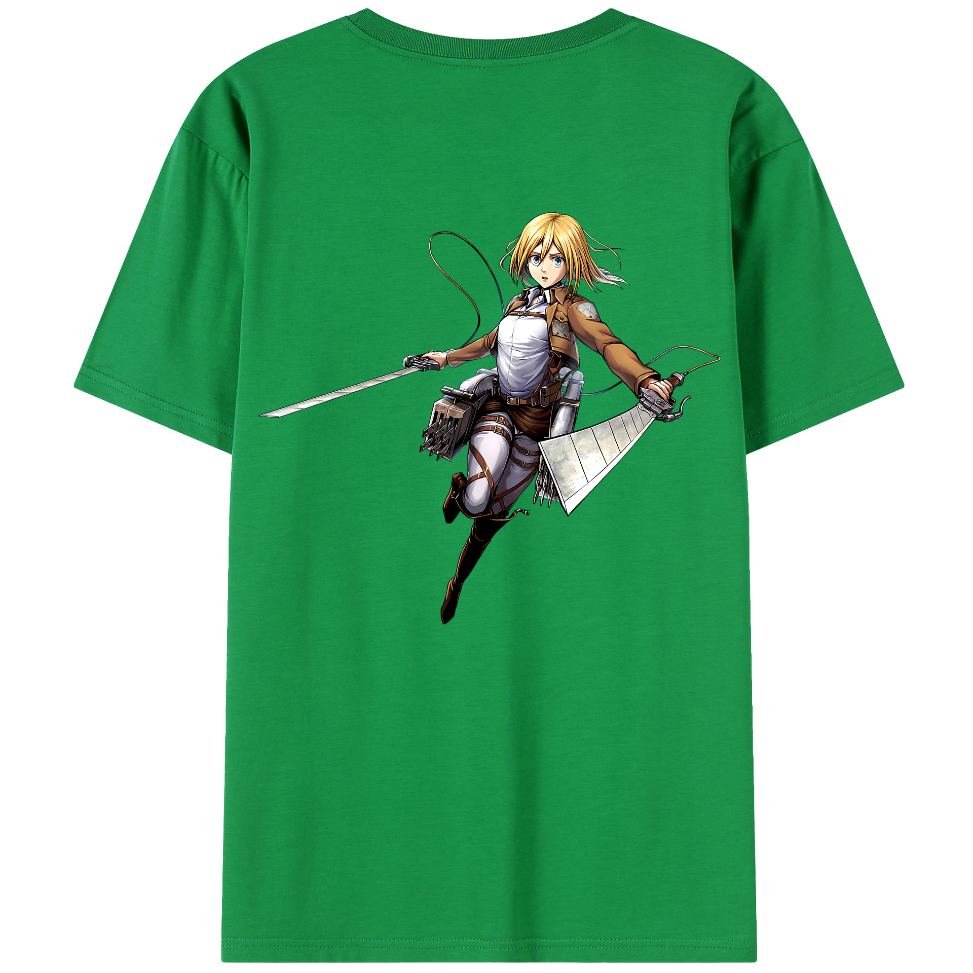 （画像用） 進撃の巨人 クリスタ·レンズ Attack on Titan Christa Lenz 綿100％半袖Tシャツ（背面プリント）