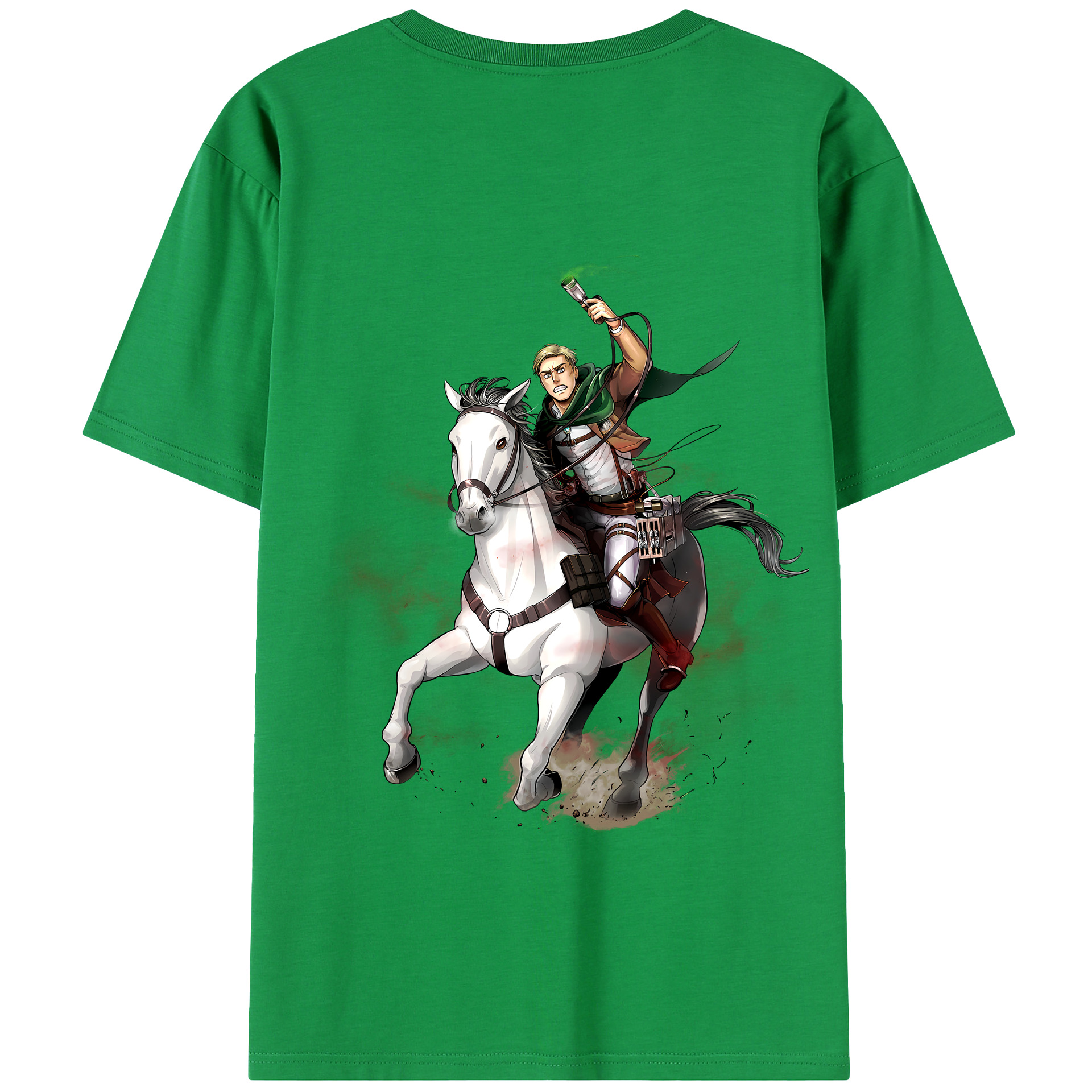 （画像用） 進撃の巨人 エルヴィン・スミス Attack on Titan Erwin Smith 綿100％半袖Tシャツ（背面プリント）