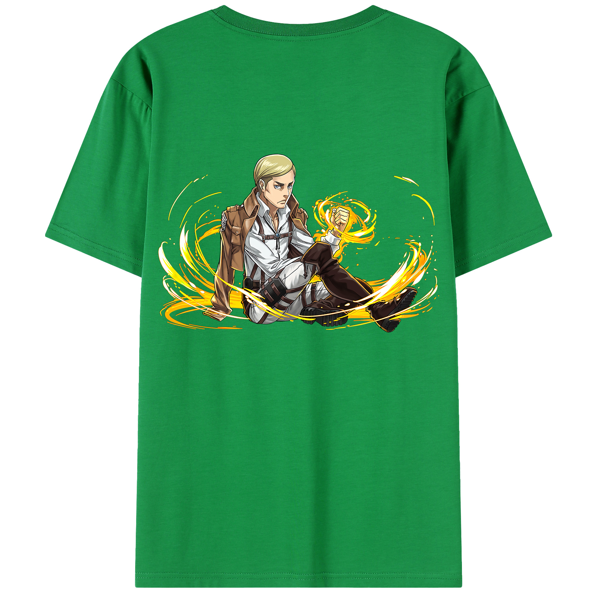 （画像用） 進撃の巨人 エルヴィン・スミス Attack on Titan Erwin Smith 綿100％半袖Tシャツ（背面プリント）