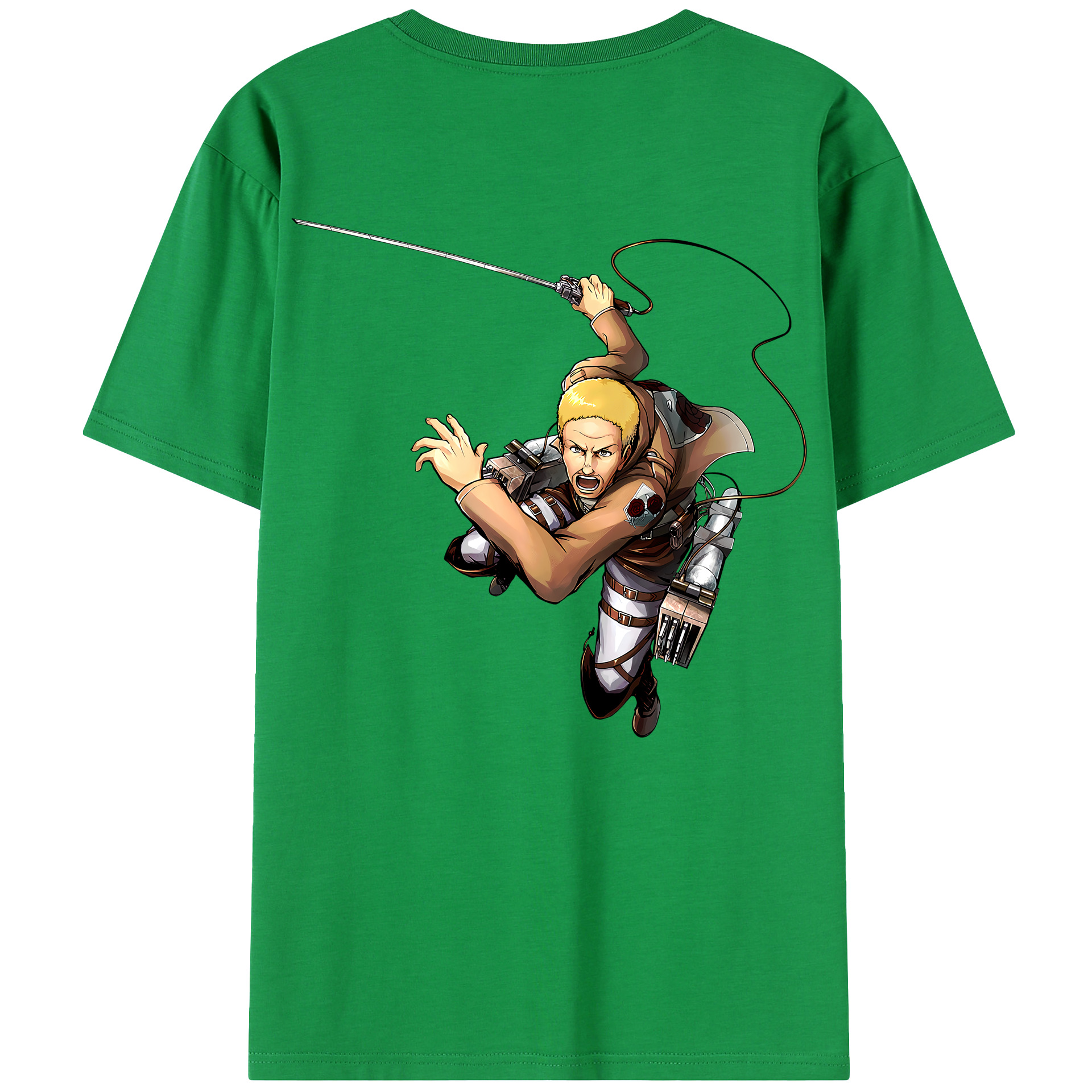 （画像用） 進撃の巨人 ハンネス Attack on Titan Hannes 綿100％半袖Tシャツ（背面プリント）