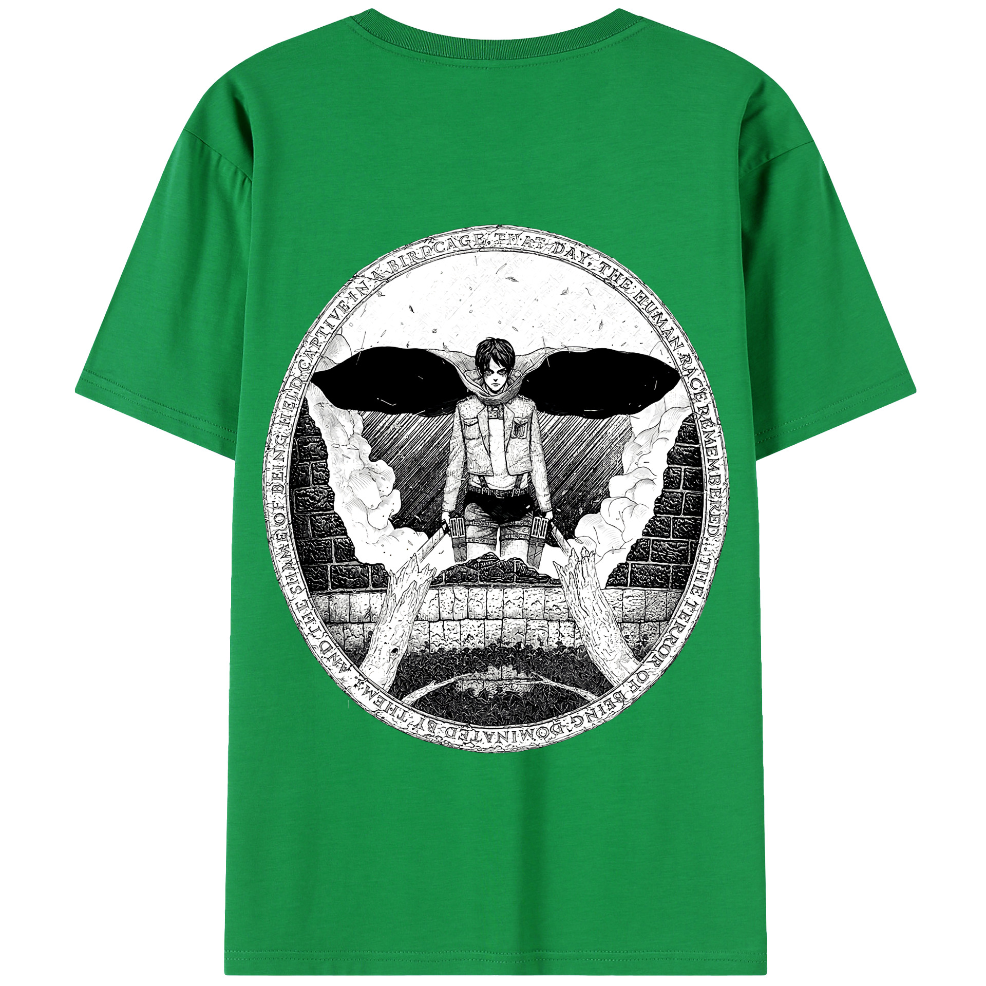 （画像用） 進撃の巨人 エレン･イェーガー Attack on Titan Eren Jäger 綿100％半袖Tシャツ（背面プリント）