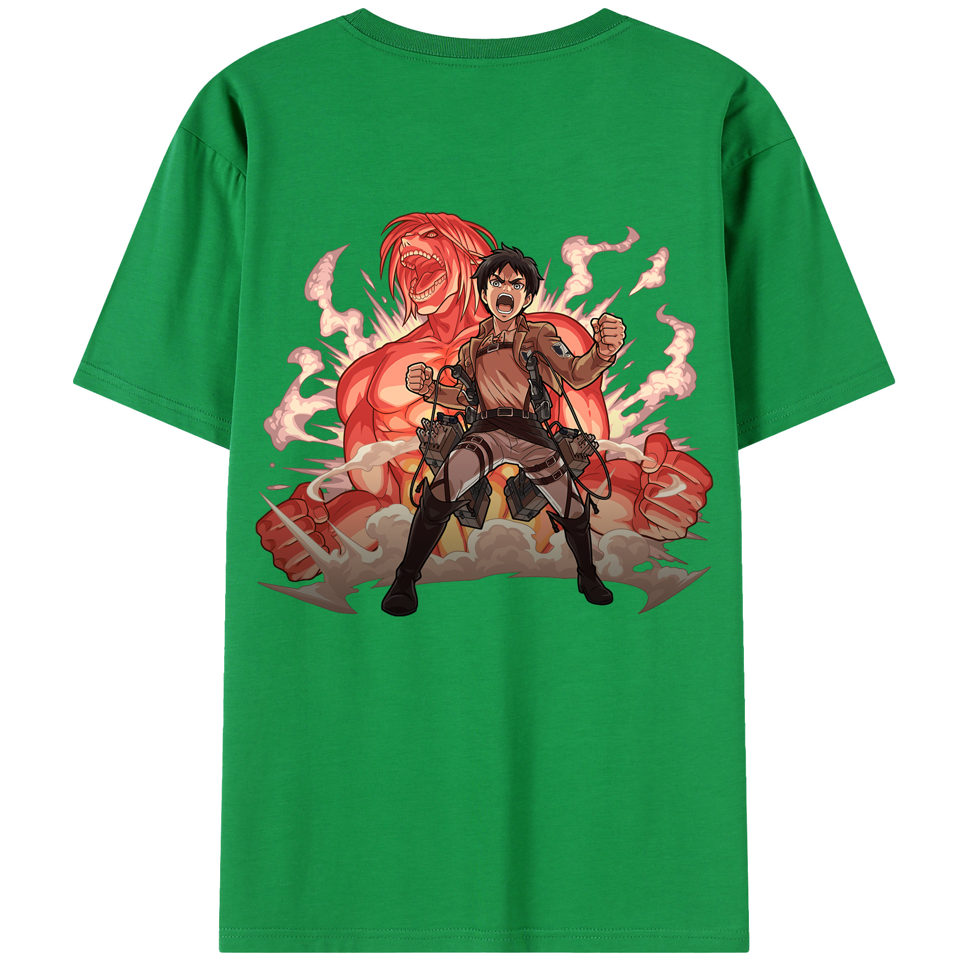 （画像用） 進撃の巨人 エレン･イェーガー Attack on Titan Eren Jäger 綿100％半袖Tシャツ（背面プリント）