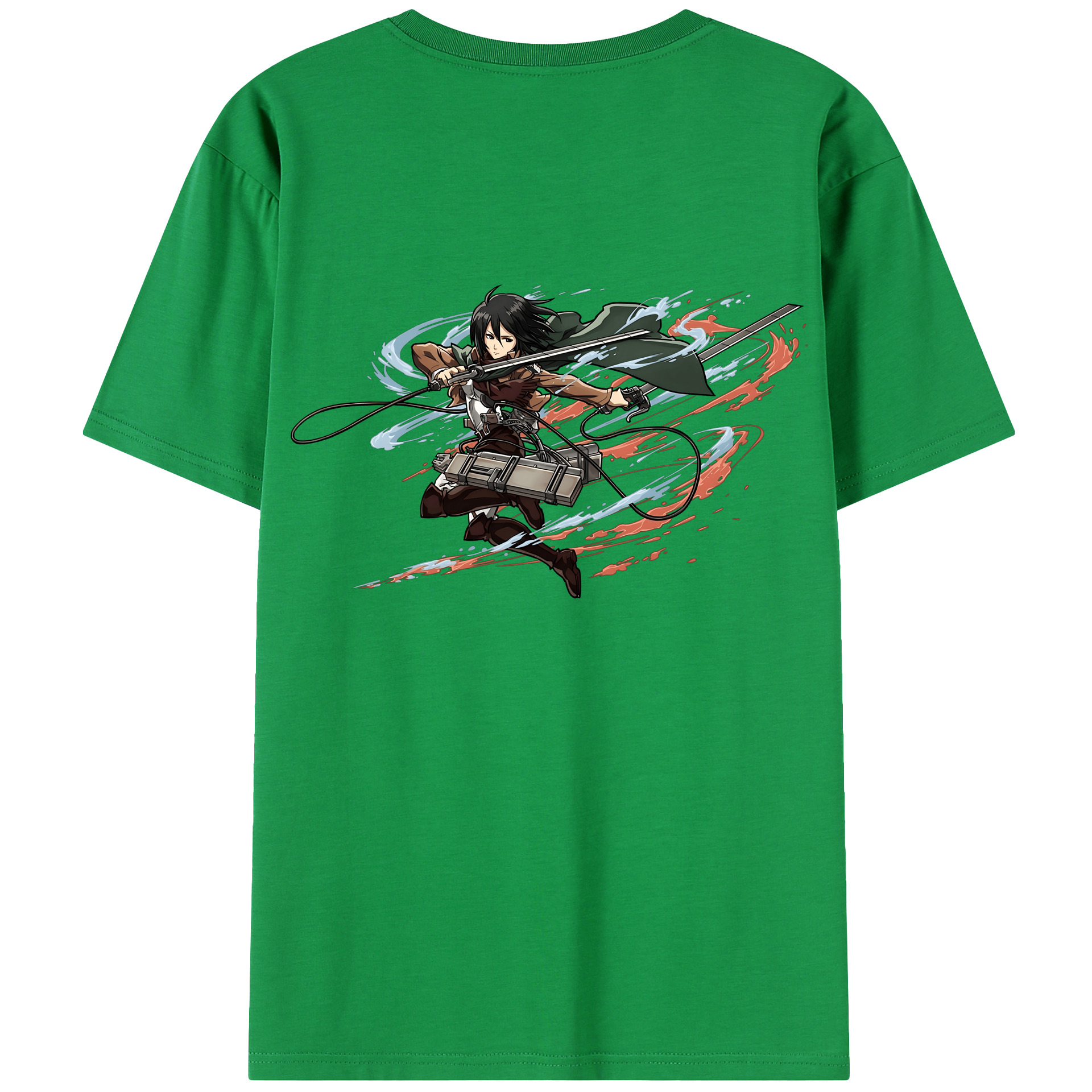 （画像用） 進撃の巨人 ミカサ·アッカーマン Attack on Titan Mikasa Ackerman 綿100％半袖Tシャツ（背面プリント）