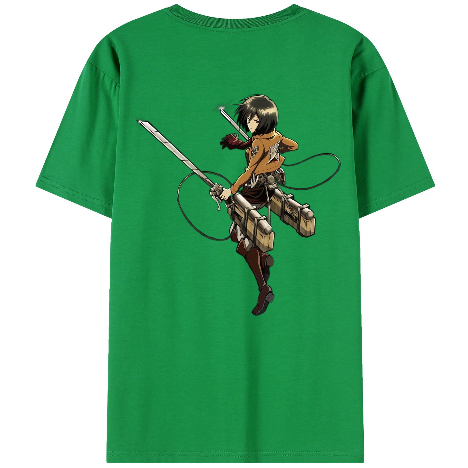 （画像用） 進撃の巨人 ミカサ·アッカーマン Attack on Titan Mikasa Ackerman 綿100％半袖Tシャツ（背面プリント）