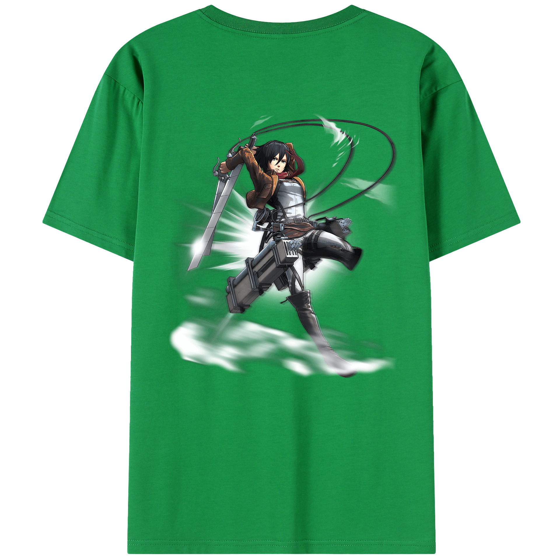 （画像用） 進撃の巨人 ミカサ·アッカーマン Attack on Titan Mikasa Ackerman 綿100％半袖Tシャツ（背面プリント）