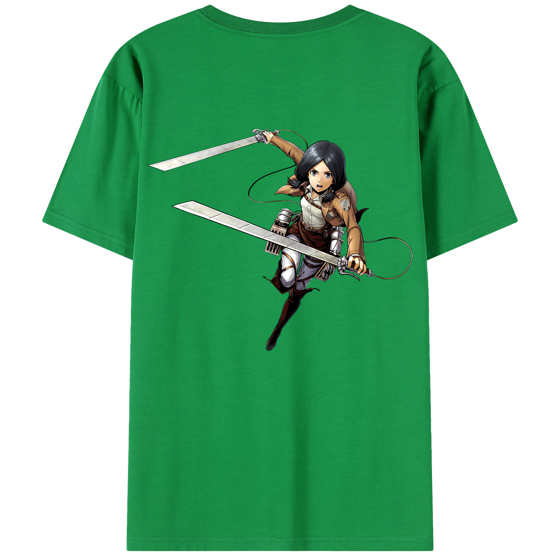 （画像用） 進撃の巨人 ミカサ·アッカーマン Attack on Titan Mikasa Ackerman 綿100％半袖Tシャツ（背面プリント）