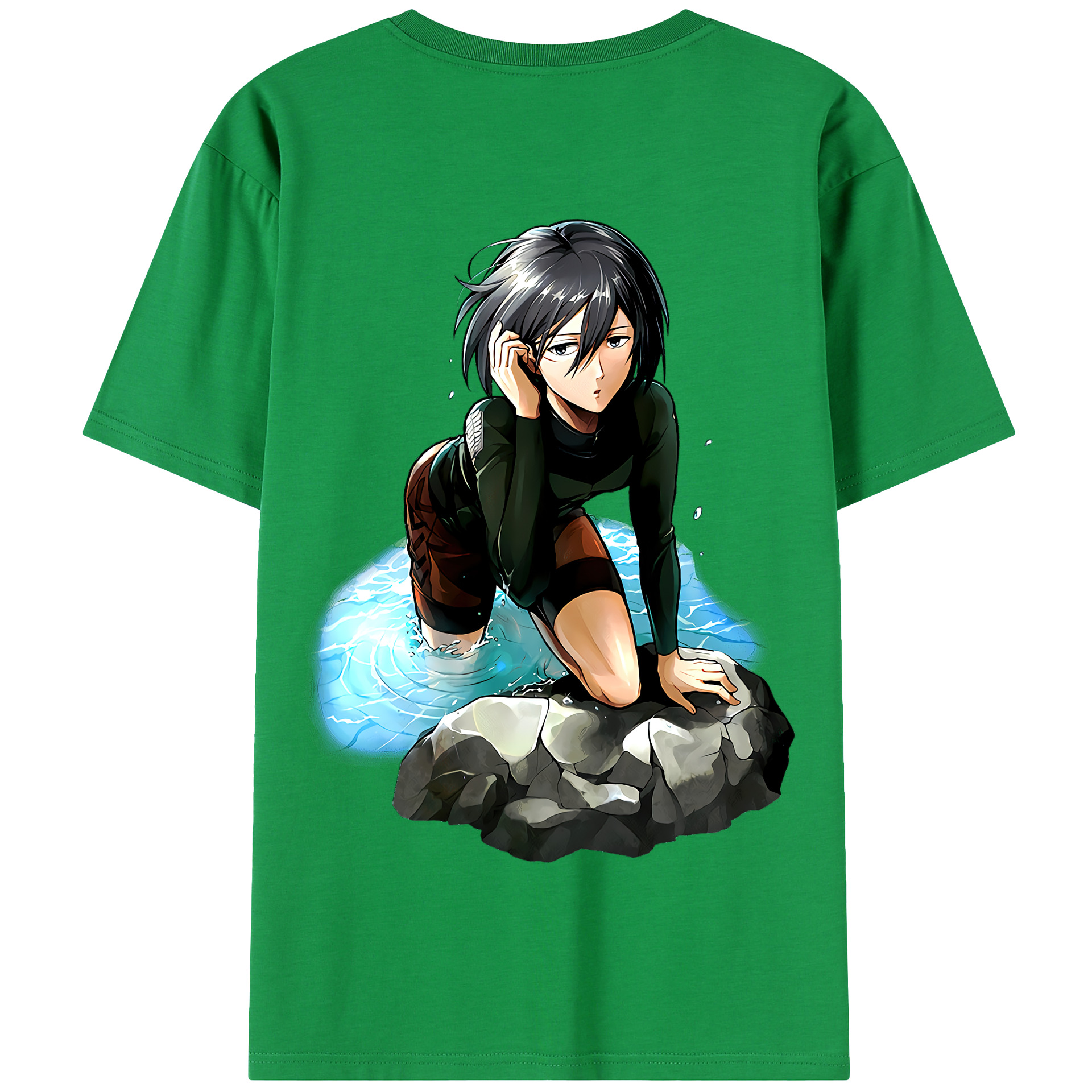 （画像用） 進撃の巨人 ミカサ·アッカーマン Attack on Titan Mikasa Ackerman 綿100％半袖Tシャツ（背面プリント）