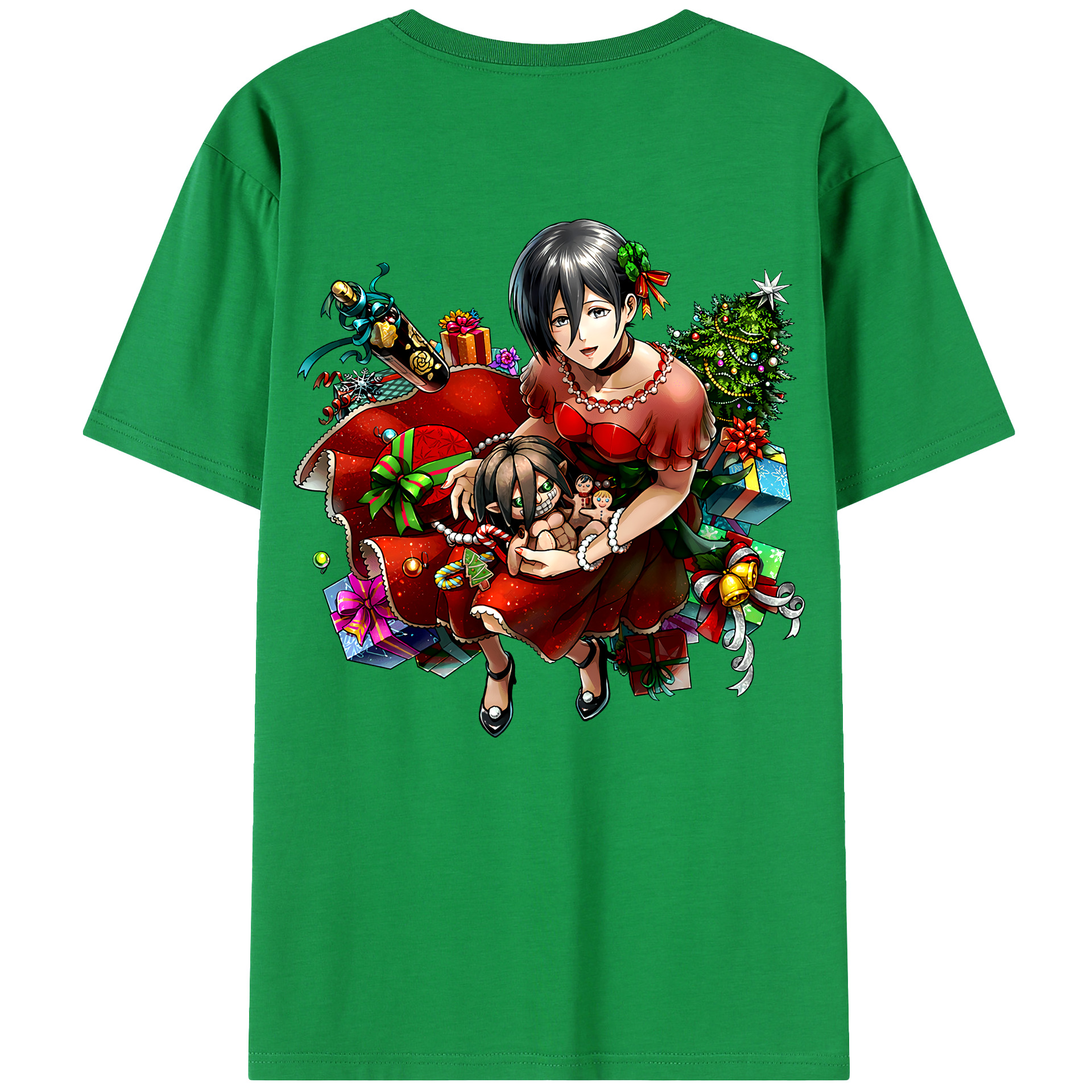 （画像用） 進撃の巨人 ミカサ·アッカーマン Attack on Titan Mikasa Ackerman 綿100％半袖Tシャツ（背面プリント）