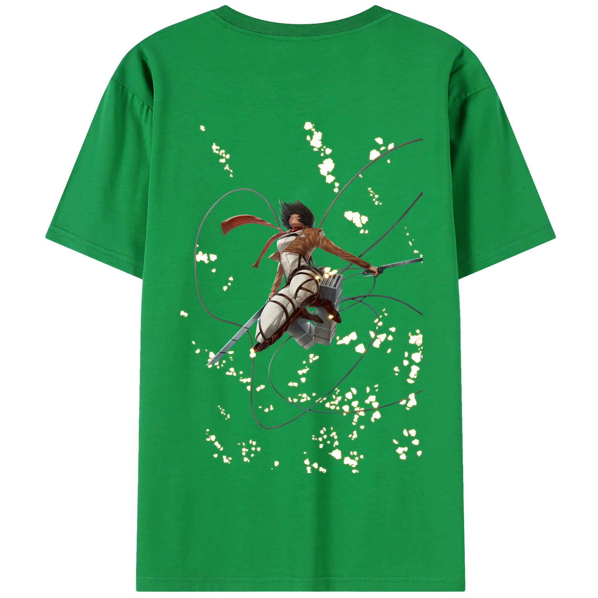 （画像用） 進撃の巨人 ミカサ·アッカーマン Attack on Titan Mikasa Ackerman 綿100％半袖Tシャツ（背面プリント）