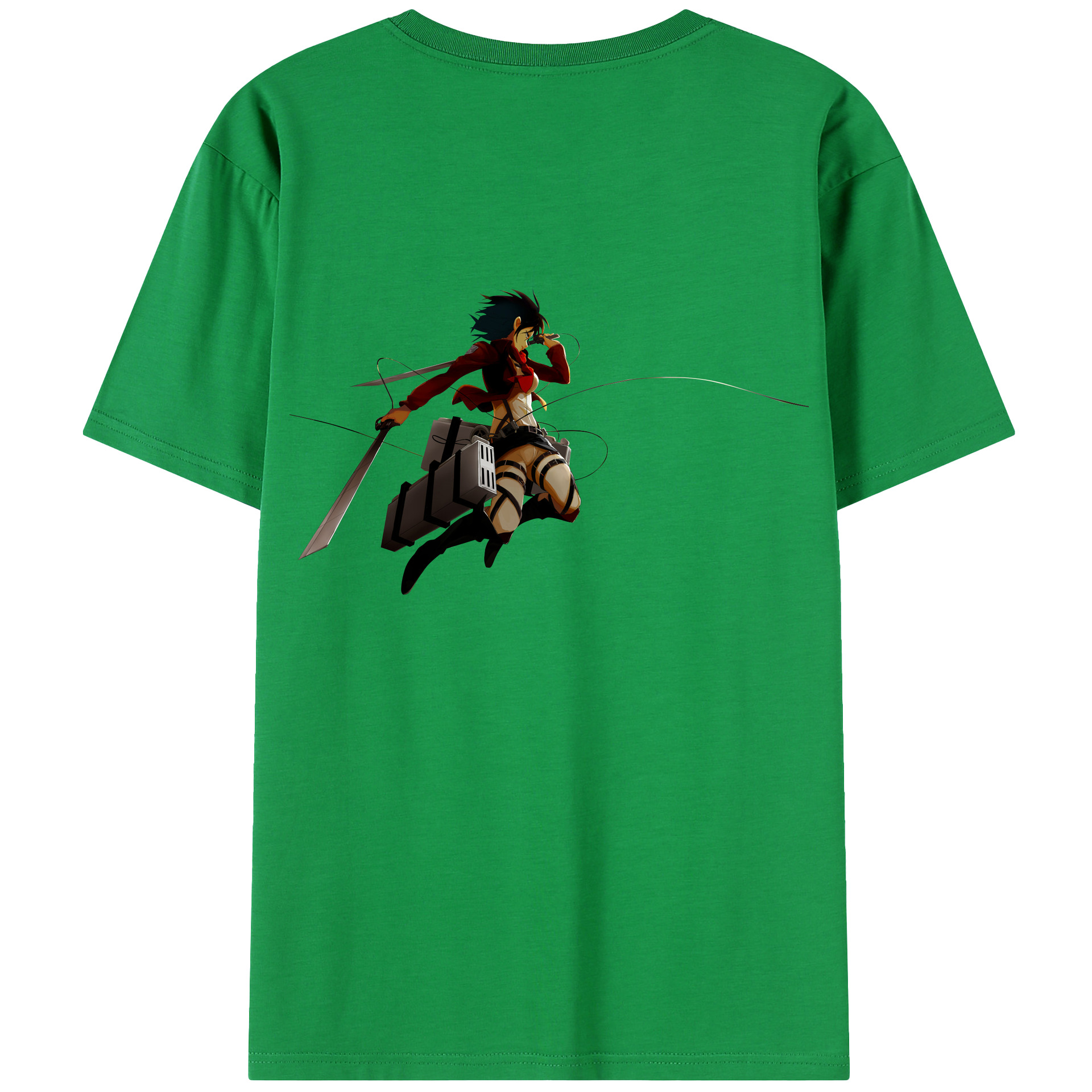 （画像用） 進撃の巨人 ミカサ·アッカーマン Attack on Titan Mikasa Ackerman 綿100％半袖Tシャツ（背面プリント）