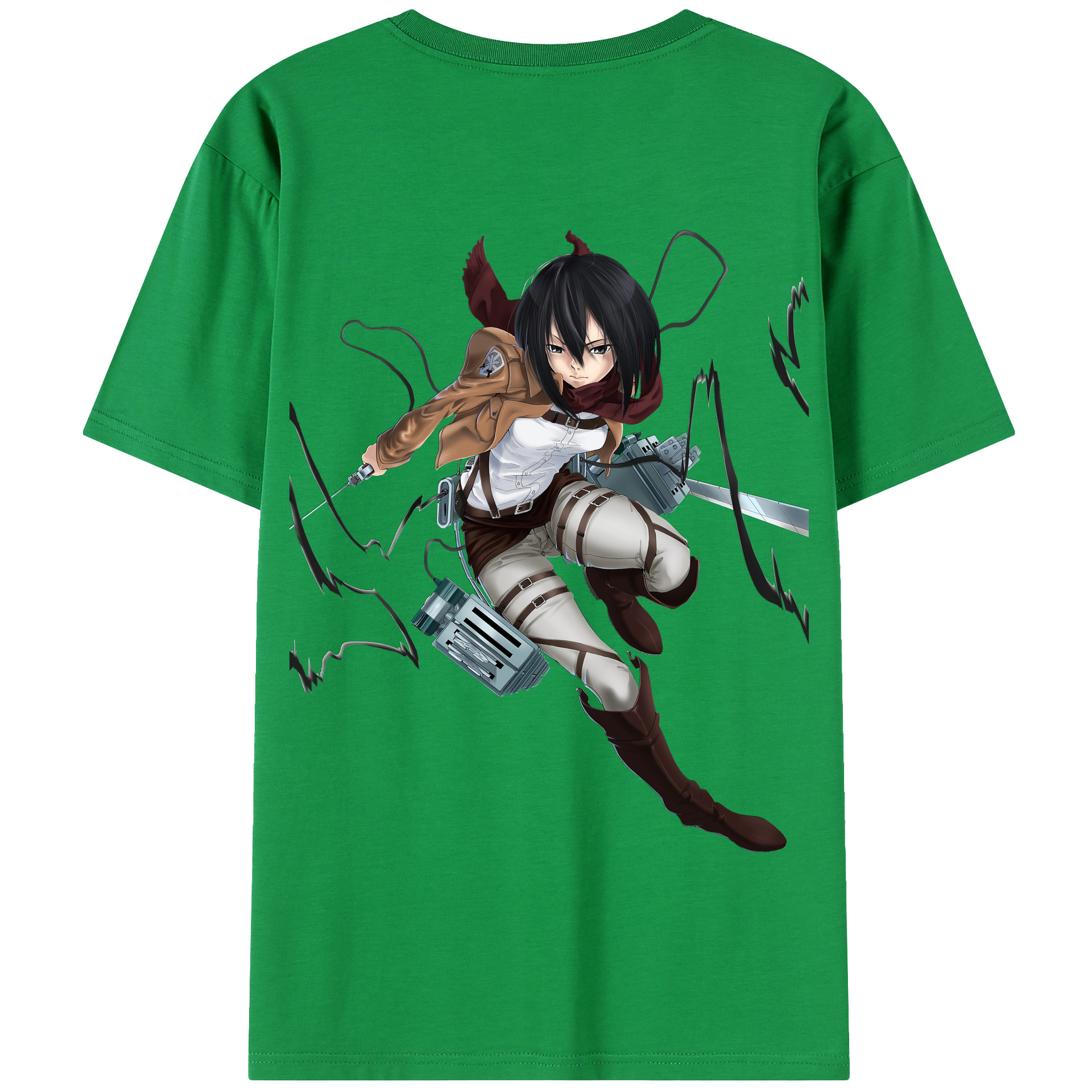 （画像用） 進撃の巨人 ミカサ·アッカーマン Attack on Titan Mikasa Ackerman 綿100％半袖Tシャツ（背面プリント）