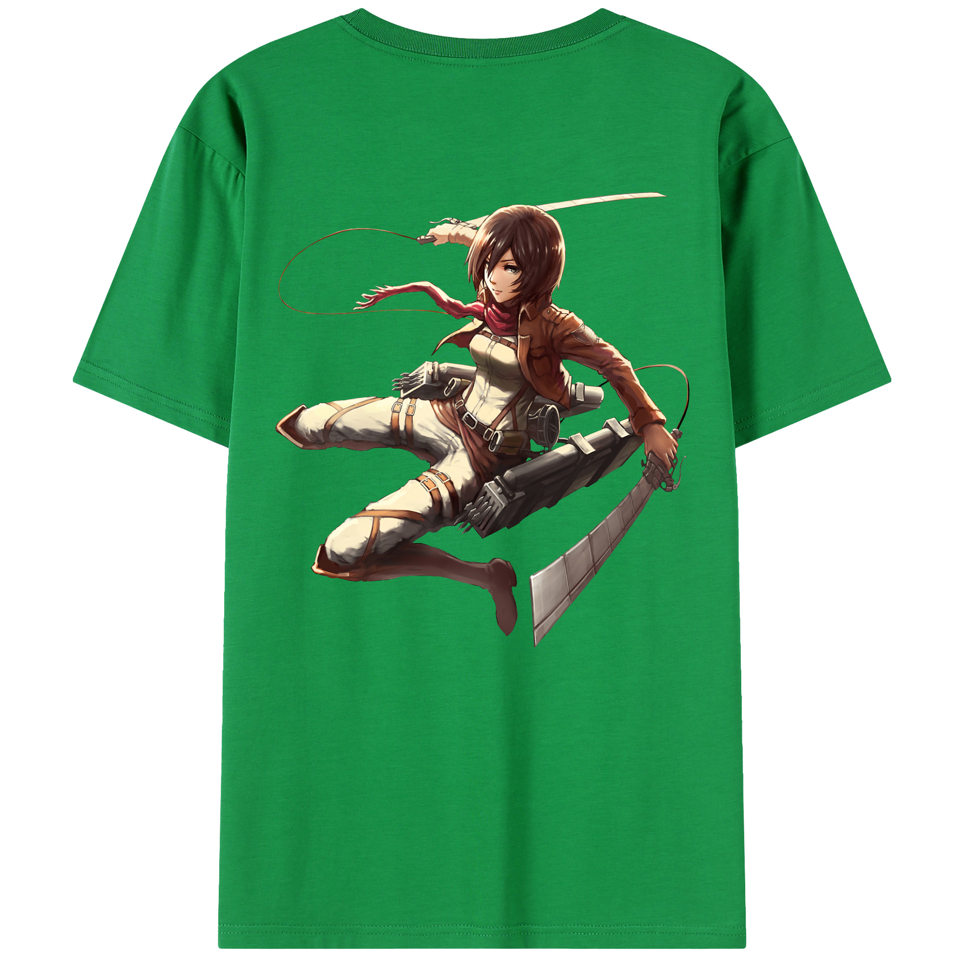 （画像用） 進撃の巨人 ミカサ·アッカーマン Attack on Titan Mikasa Ackerman 綿100％半袖Tシャツ（背面プリント）