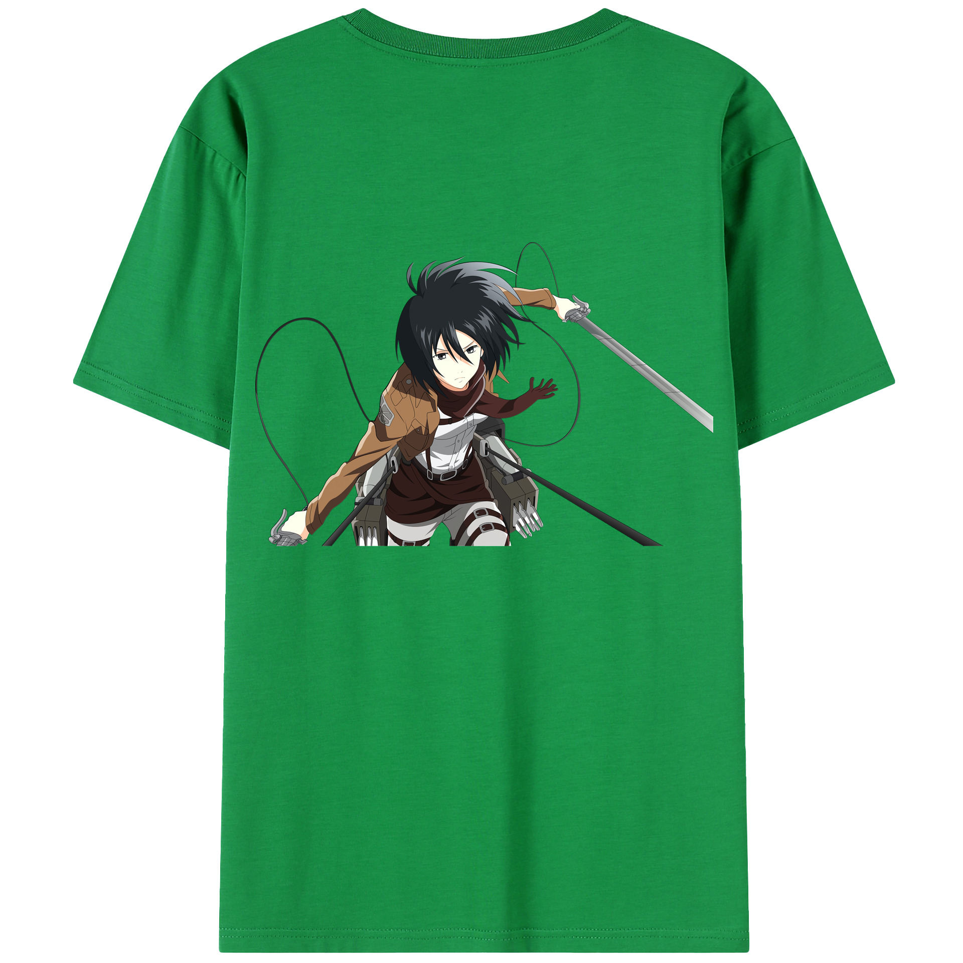 （画像用） 進撃の巨人 ミカサ·アッカーマン Attack on Titan Mikasa Ackerman 綿100％半袖Tシャツ（背面プリント）