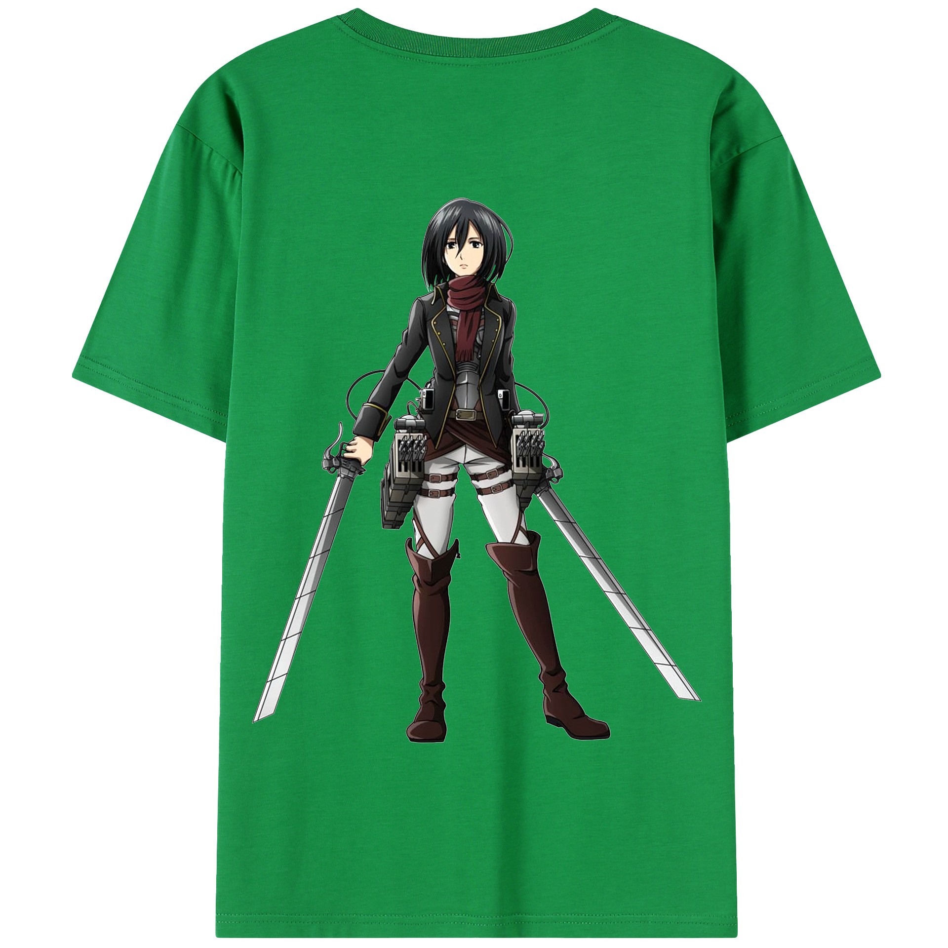 （画像用） 進撃の巨人 ミカサ·アッカーマン Attack on Titan Mikasa Ackerman 綿100％半袖Tシャツ（背面プリント）