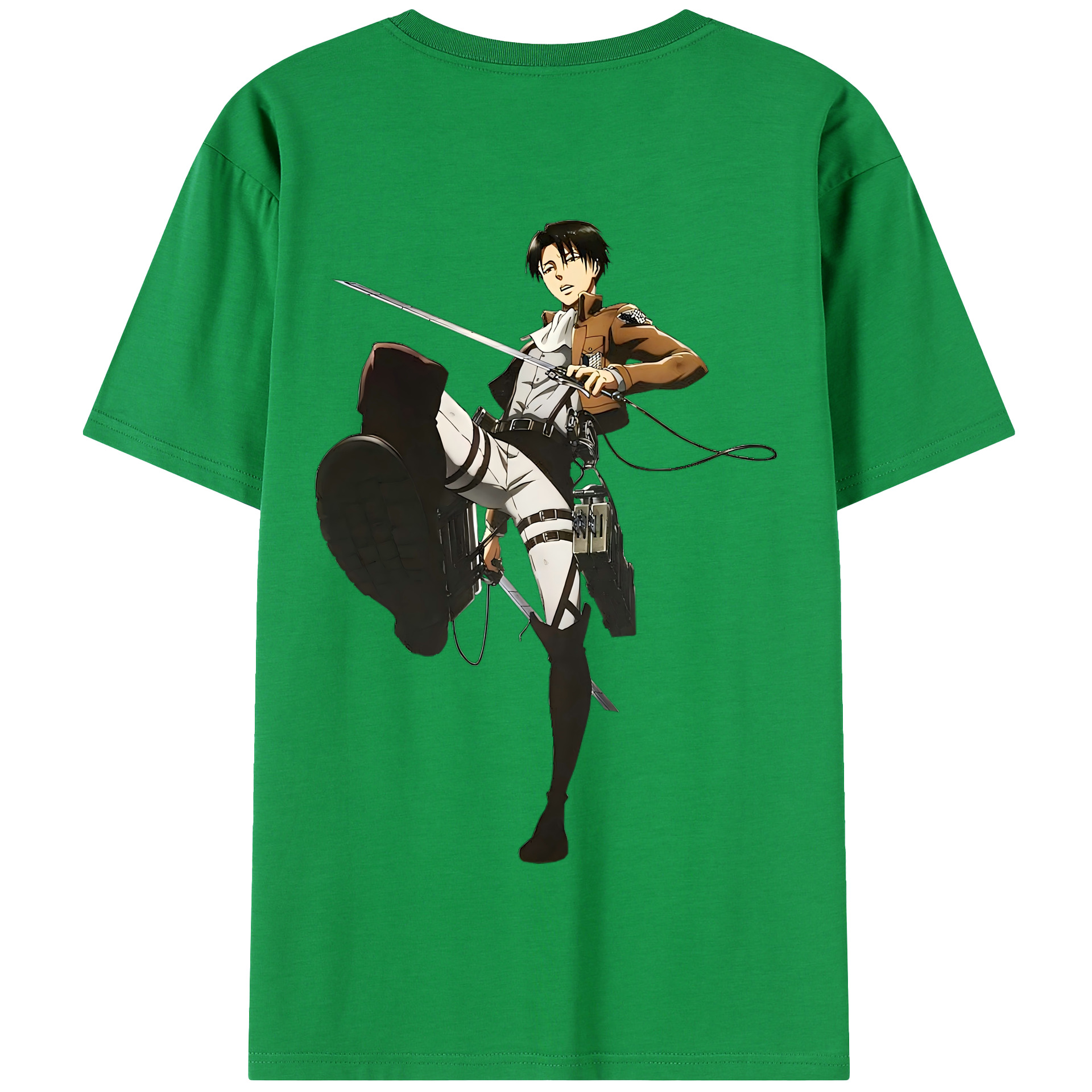 （画像用） 進撃の巨人 リヴァイ·アッカーマン Attack on Titan Levi Ackerman 綿100％半袖Tシャツ（背面プリント）
