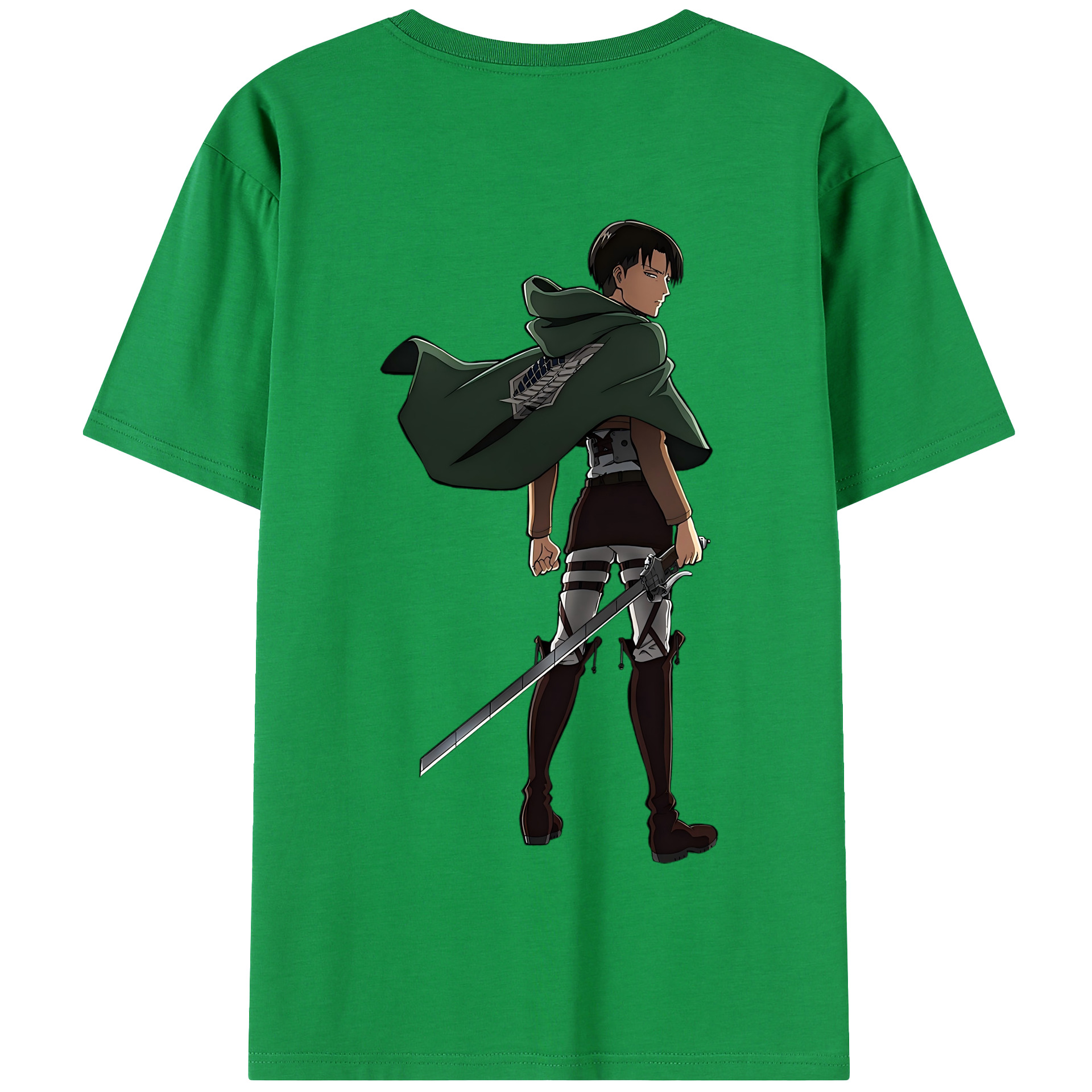 （画像用） 進撃の巨人 リヴァイ·アッカーマン Attack on Titan Levi Ackerman 綿100％半袖Tシャツ（背面プリント）