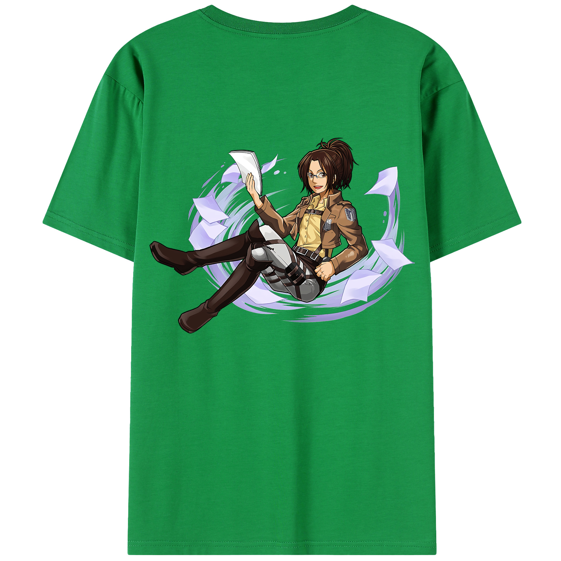 （画像用） 進撃の巨人 ハンジ·ゾエ Attack on Titan Hanji Zoe 綿100％半袖Tシャツ（背面プリント）