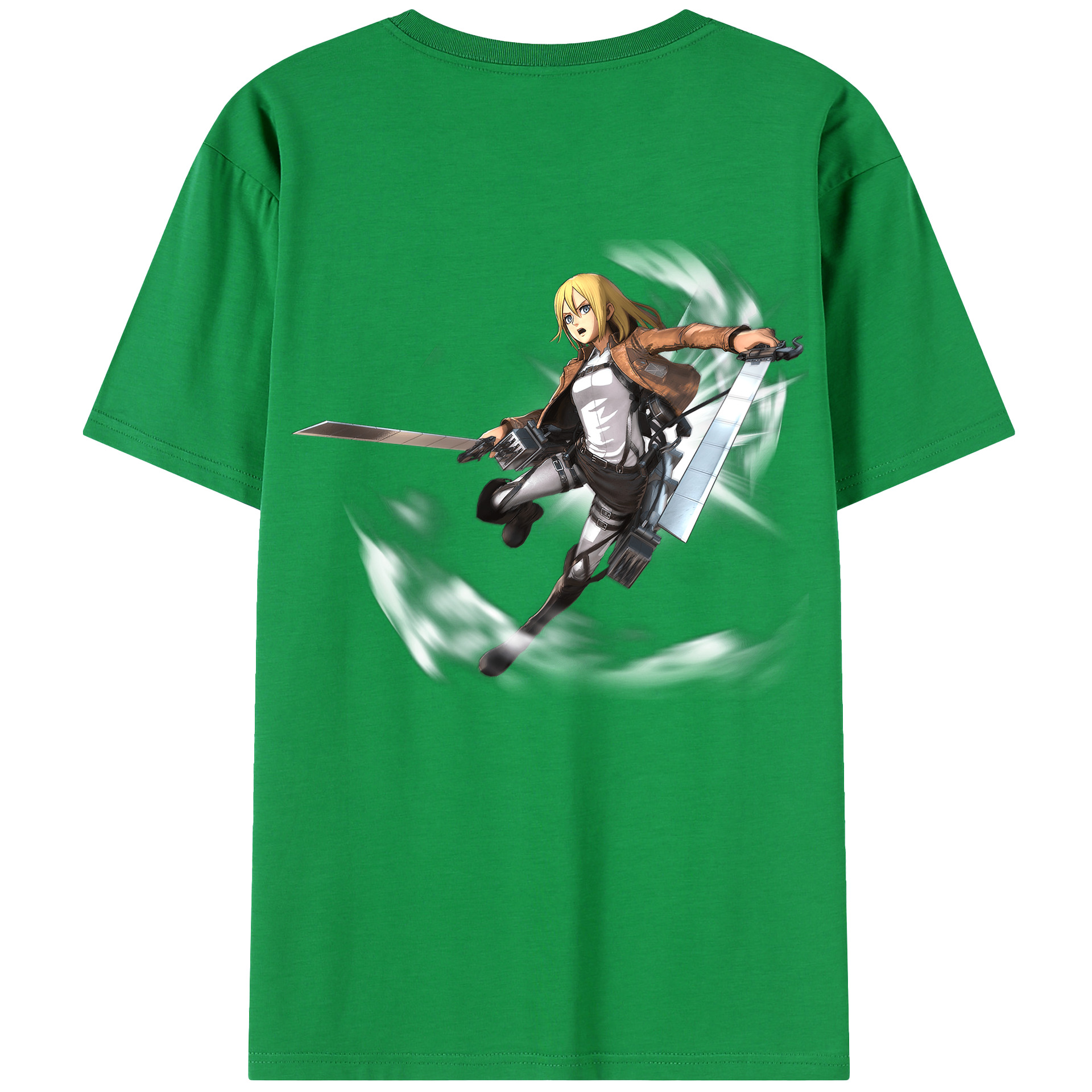 （画像用） 進撃の巨人 クリスタ·レンズ Attack on Titan Christa Lenz 綿100％半袖Tシャツ（背面プリント）
