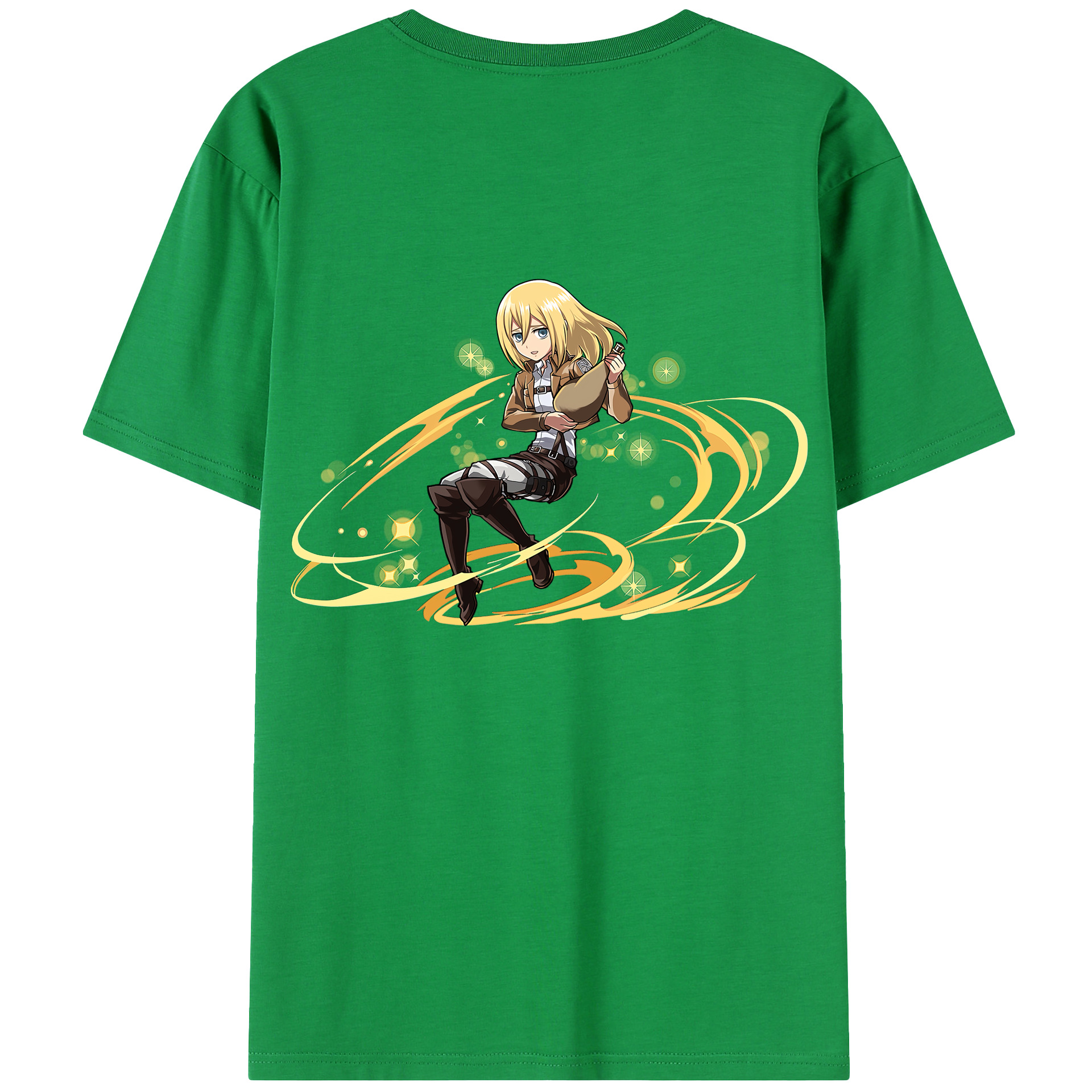 （画像用） 進撃の巨人 クリスタ·レンズ Attack on Titan Christa Lenz 綿100％半袖Tシャツ（背面プリント）