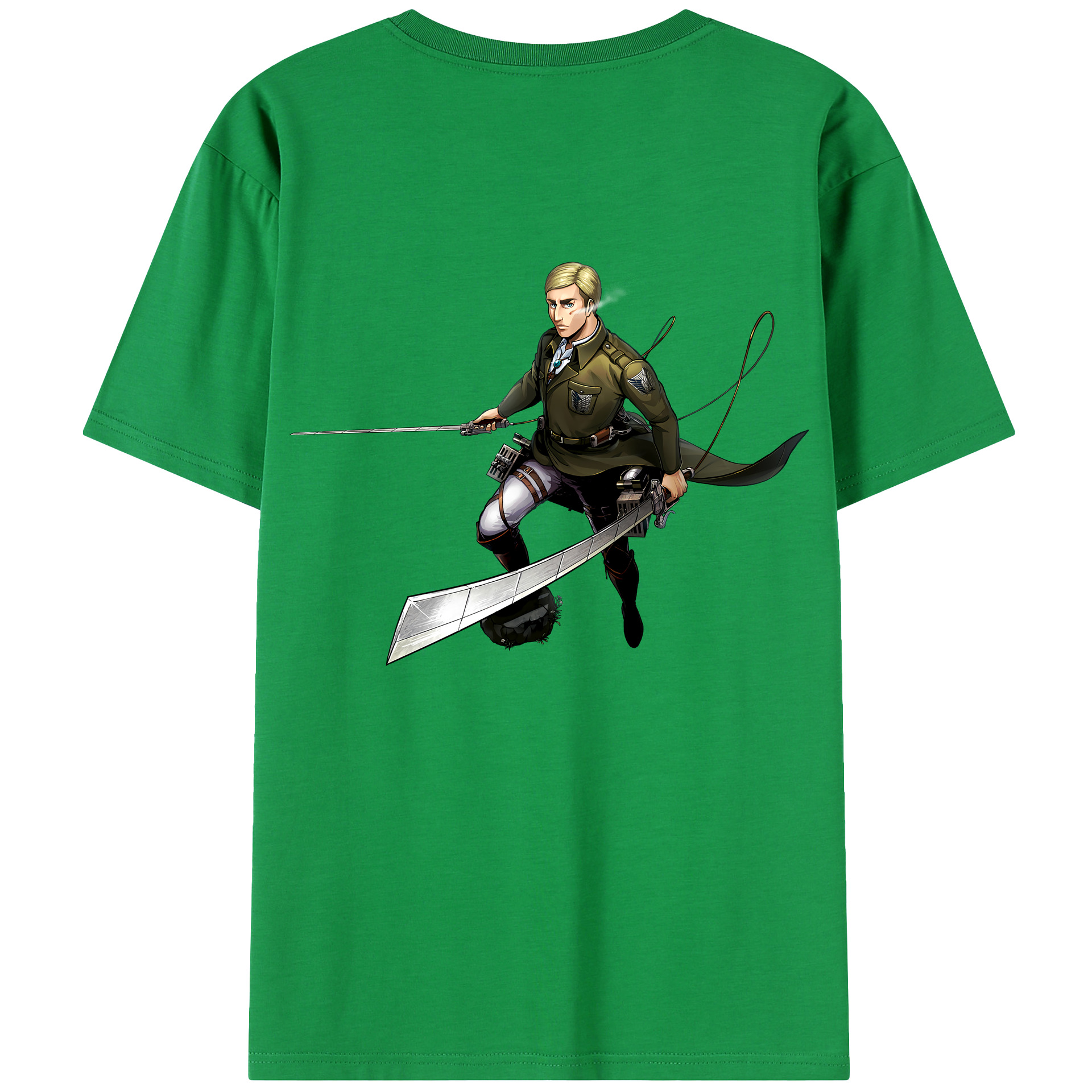 （画像用） 進撃の巨人 エルヴィン・スミス Attack on Titan Erwin Smith 綿100％半袖Tシャツ（背面プリント）