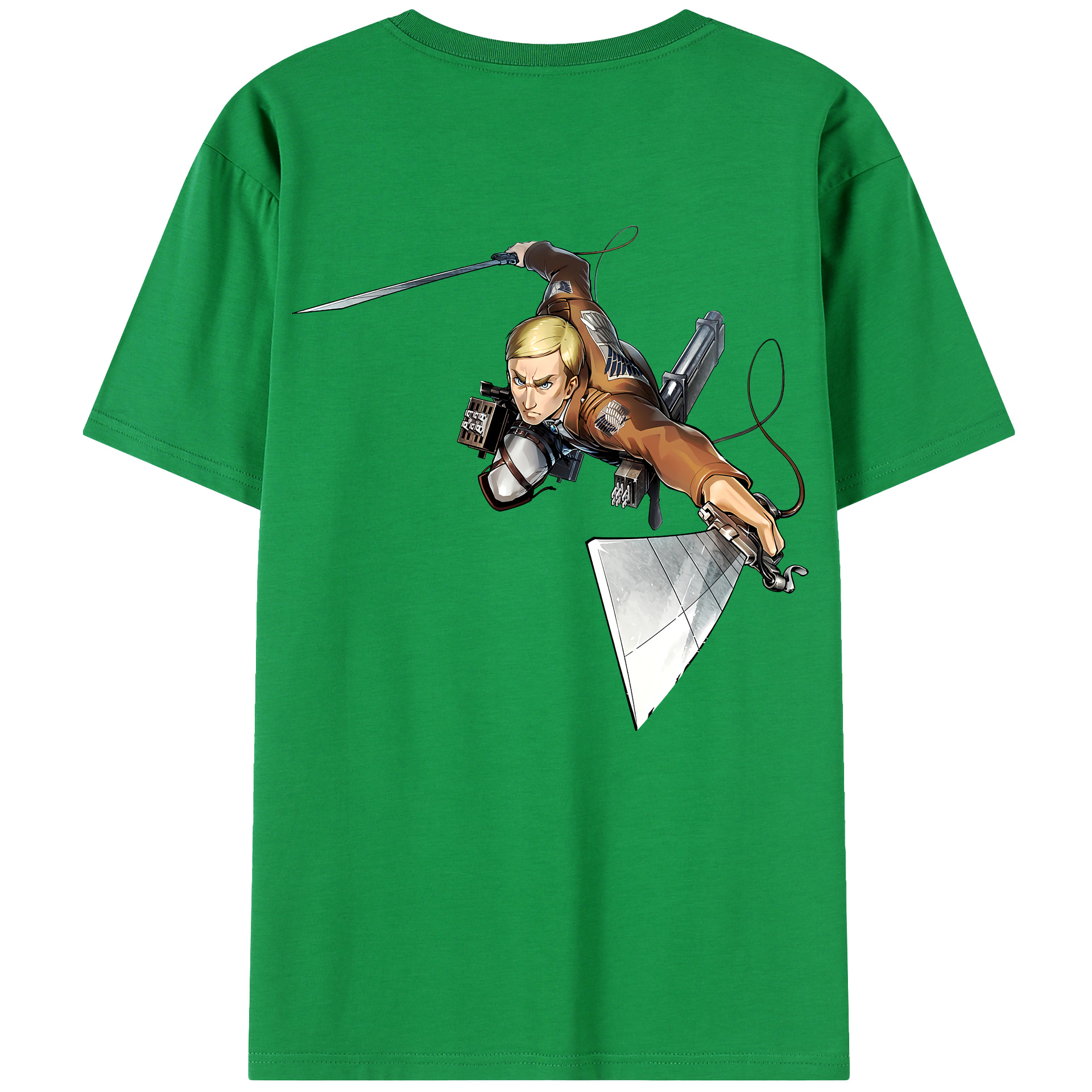 （画像用） 進撃の巨人 エルヴィン・スミス Attack on Titan Erwin Smith 綿100％半袖Tシャツ（背面プリント）