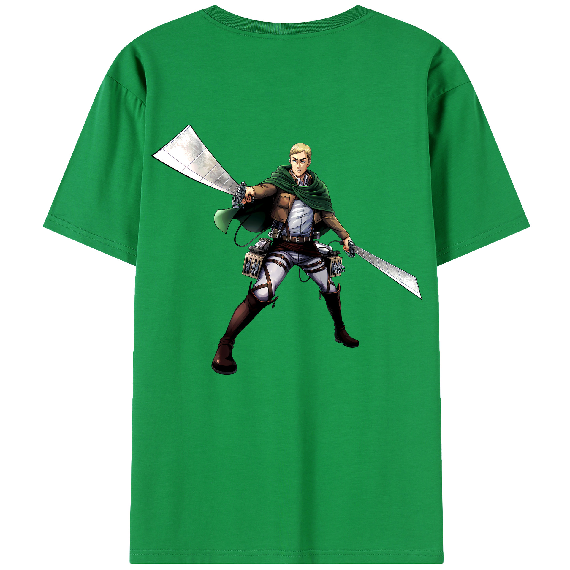 （画像用） 進撃の巨人 エルヴィン・スミス Attack on Titan Erwin Smith 綿100％半袖Tシャツ（背面プリント）