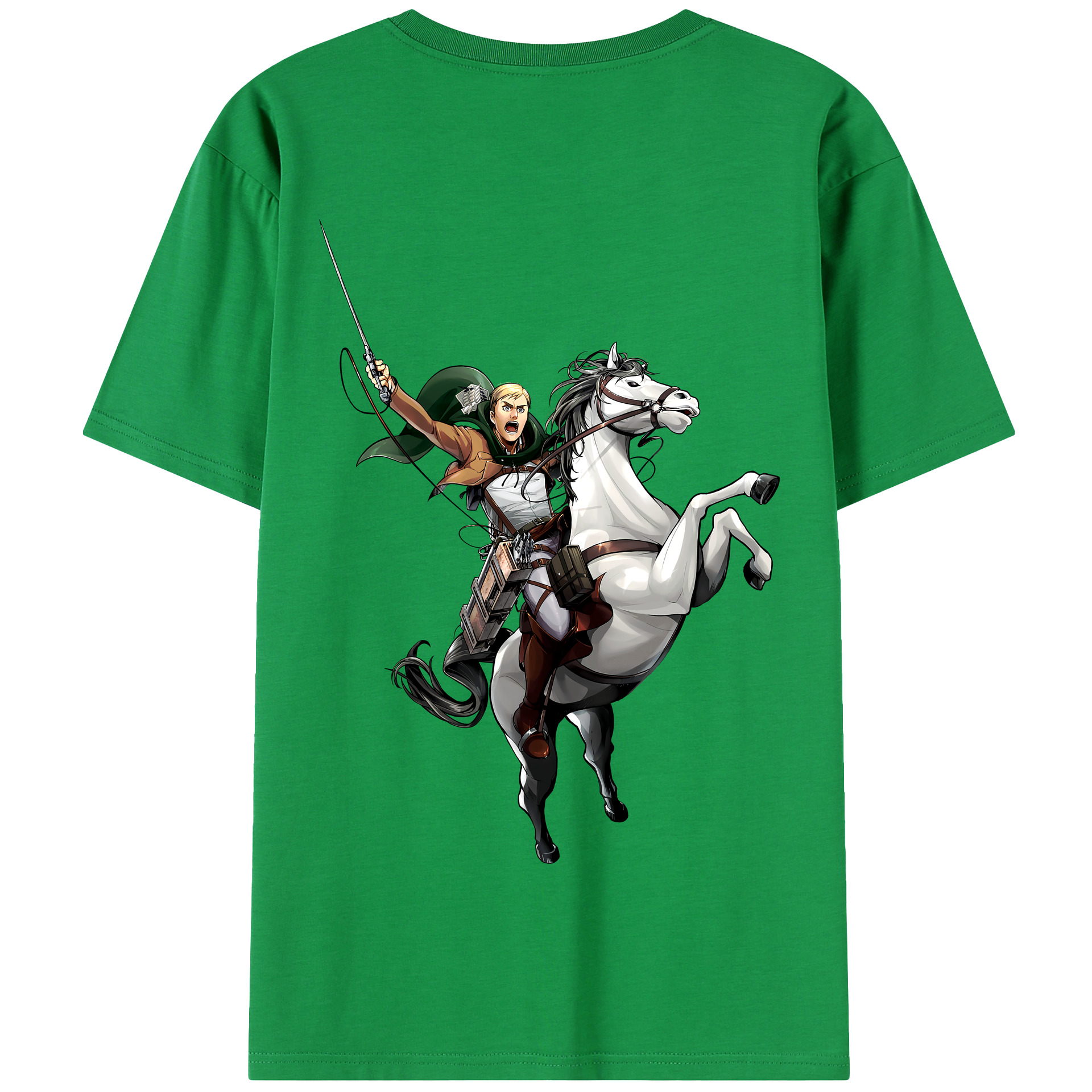 （画像用） 進撃の巨人 エルヴィン・スミス Attack on Titan Erwin Smith 綿100％半袖Tシャツ（背面プリント）