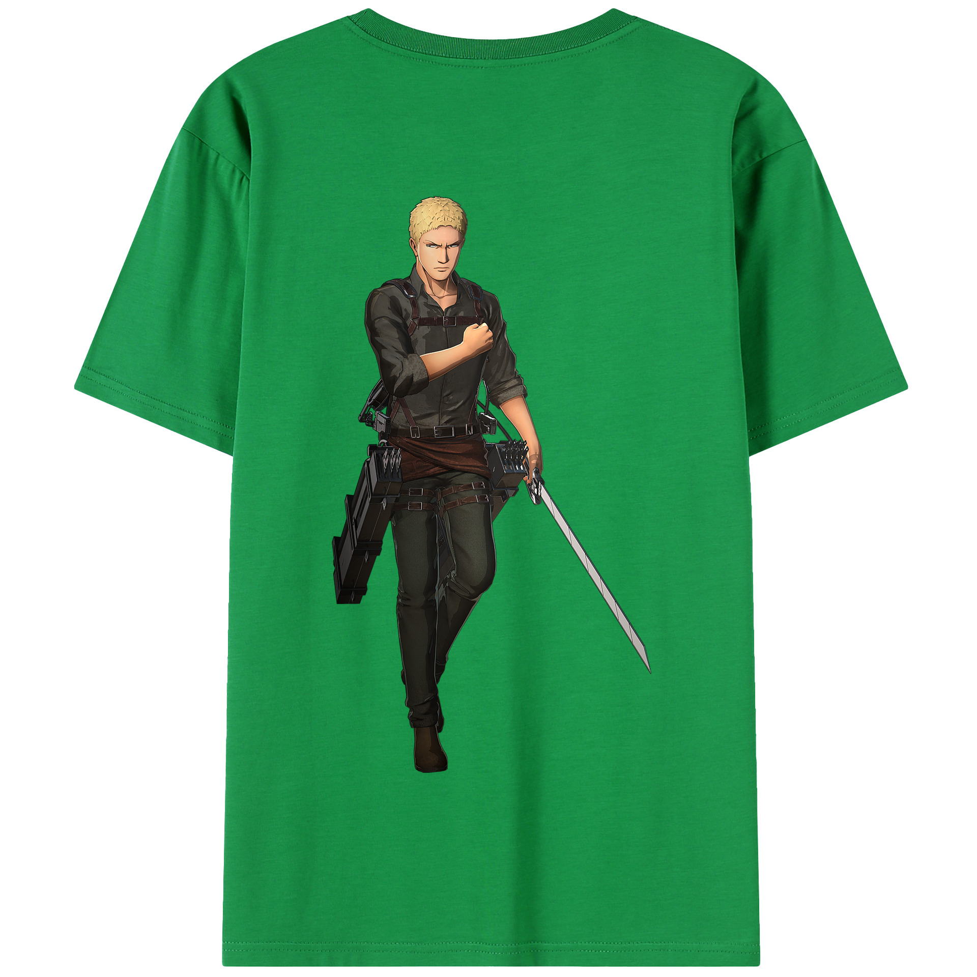 （画像用） 進撃の巨人 ライナー・ブラウン Attack on Titan Reiner Braun 綿100％半袖Tシャツ（背面プリント）