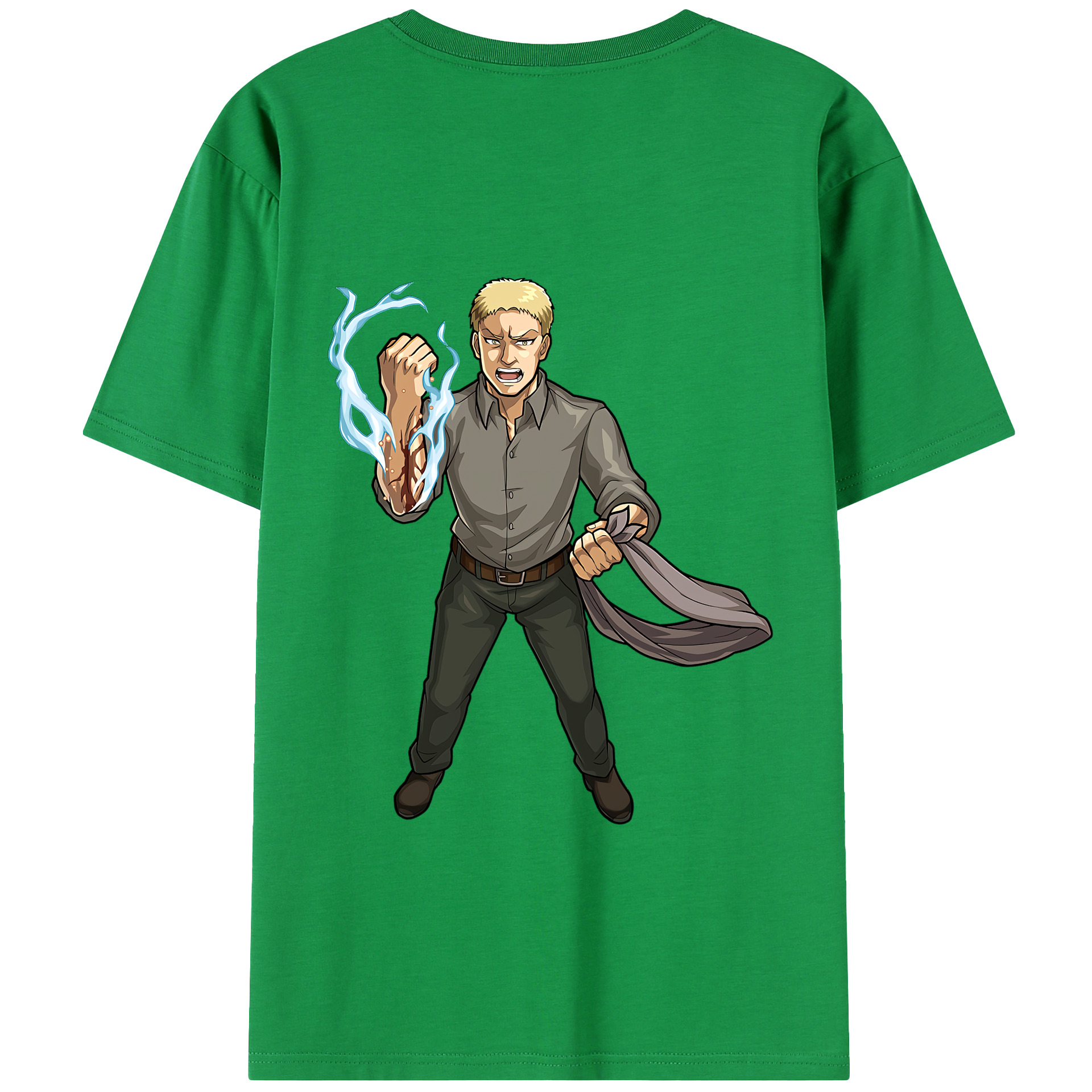 （画像用） 進撃の巨人 ライナー・ブラウン Attack on Titan Reiner Braun 綿100％半袖Tシャツ（背面プリント）