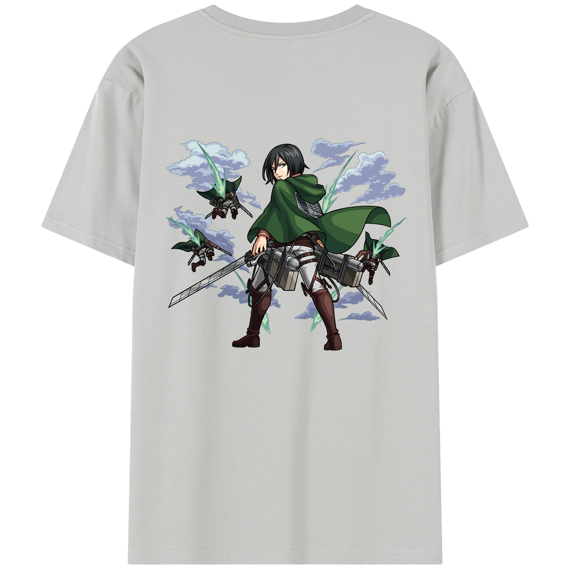 （画像用） 進撃の巨人 ミカサ·アッカーマン Attack on Titan Mikasa Ackerman 綿100％半袖Tシャツ（背面プリント）