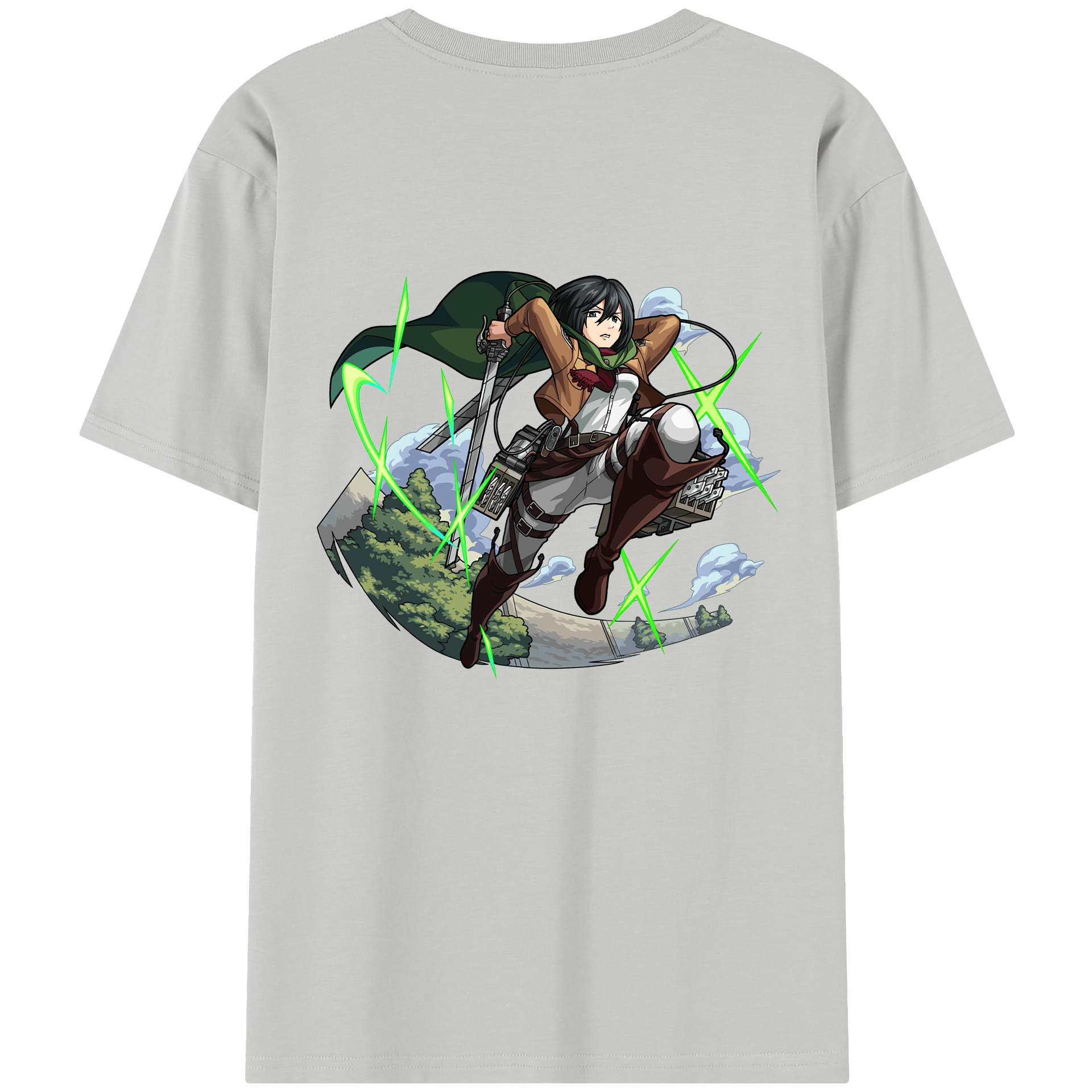 （画像用） 進撃の巨人 ミカサ·アッカーマン Attack on Titan Mikasa Ackerman 綿100％半袖Tシャツ（背面プリント）