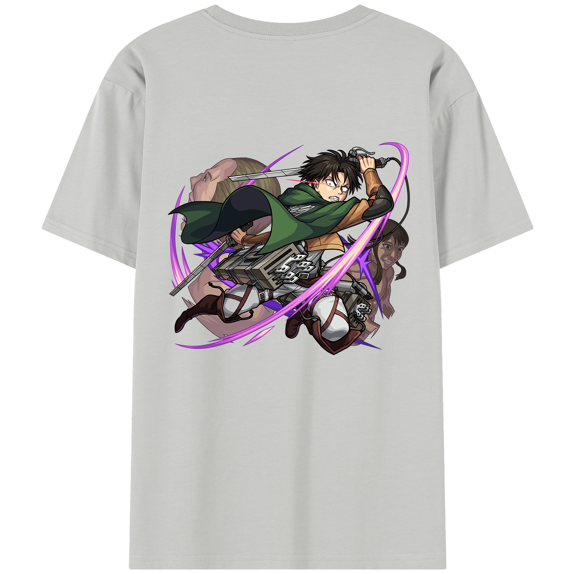（画像用） 進撃の巨人 リヴァイ·アッカーマン Attack on Titan Levi Ackerman 綿100％半袖Tシャツ（背面プリント）