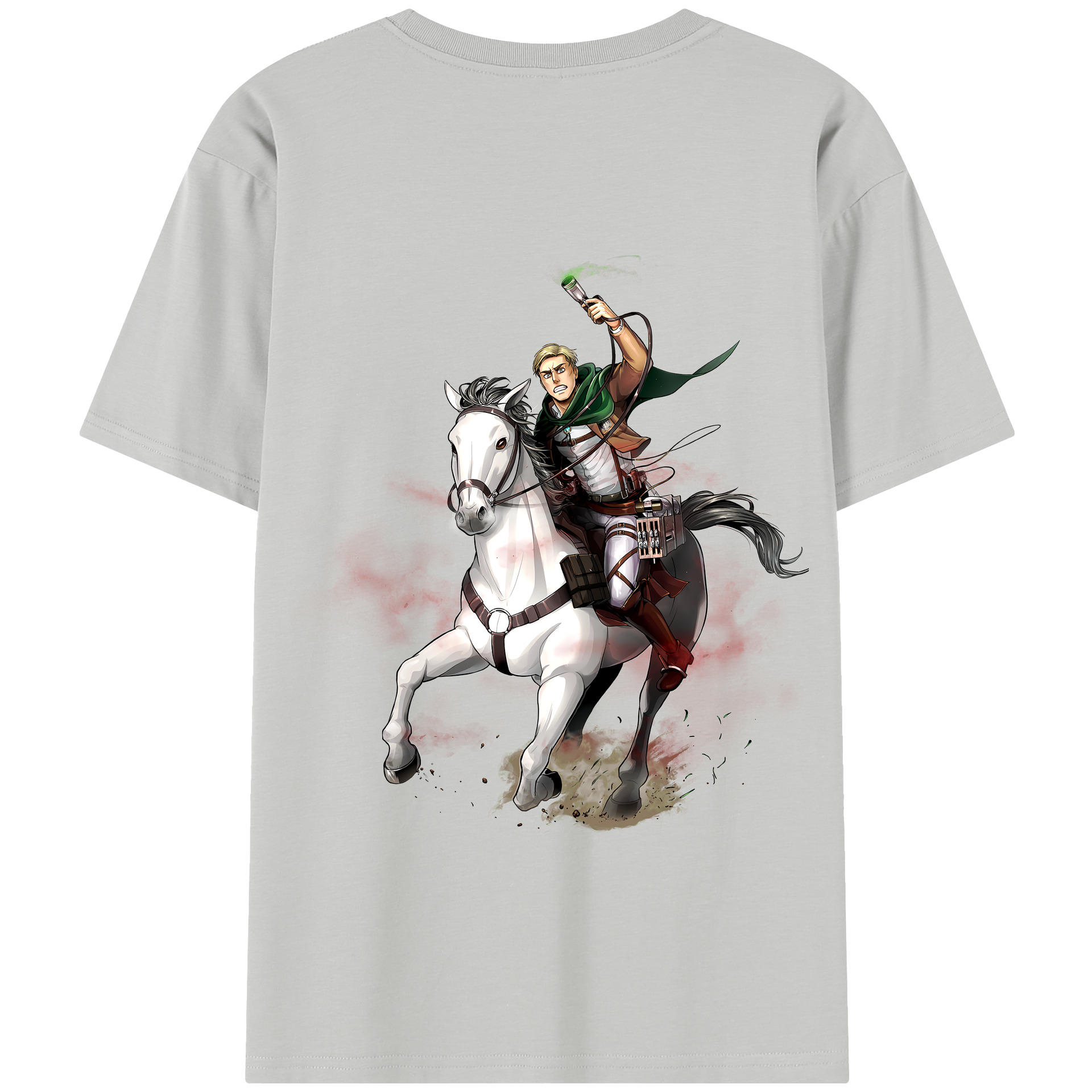 （画像用） 進撃の巨人 エルヴィン・スミス Attack on Titan Erwin Smith 綿100％半袖Tシャツ（背面プリント）