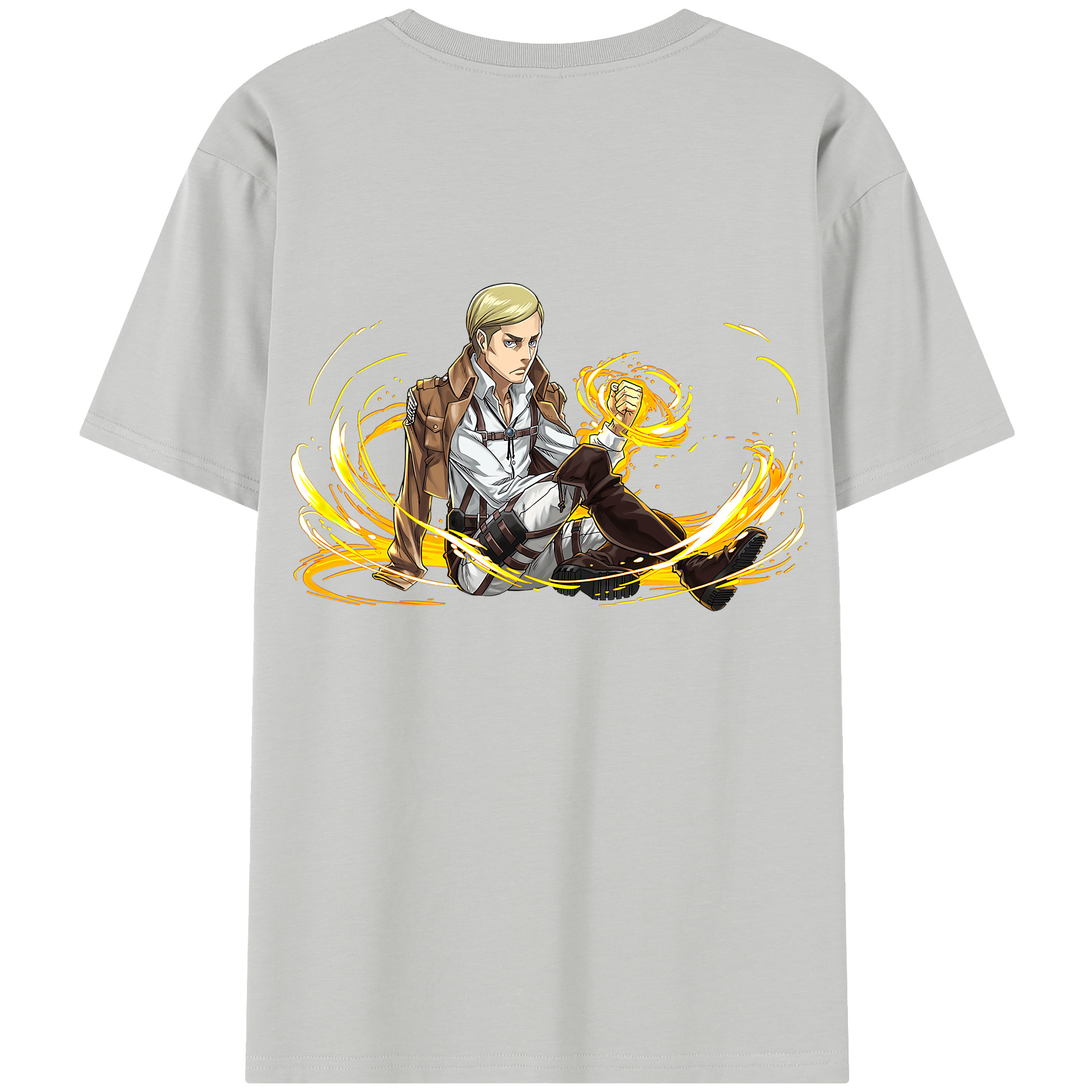 （画像用） 進撃の巨人 エルヴィン・スミス Attack on Titan Erwin Smith 綿100％半袖Tシャツ（背面プリント）