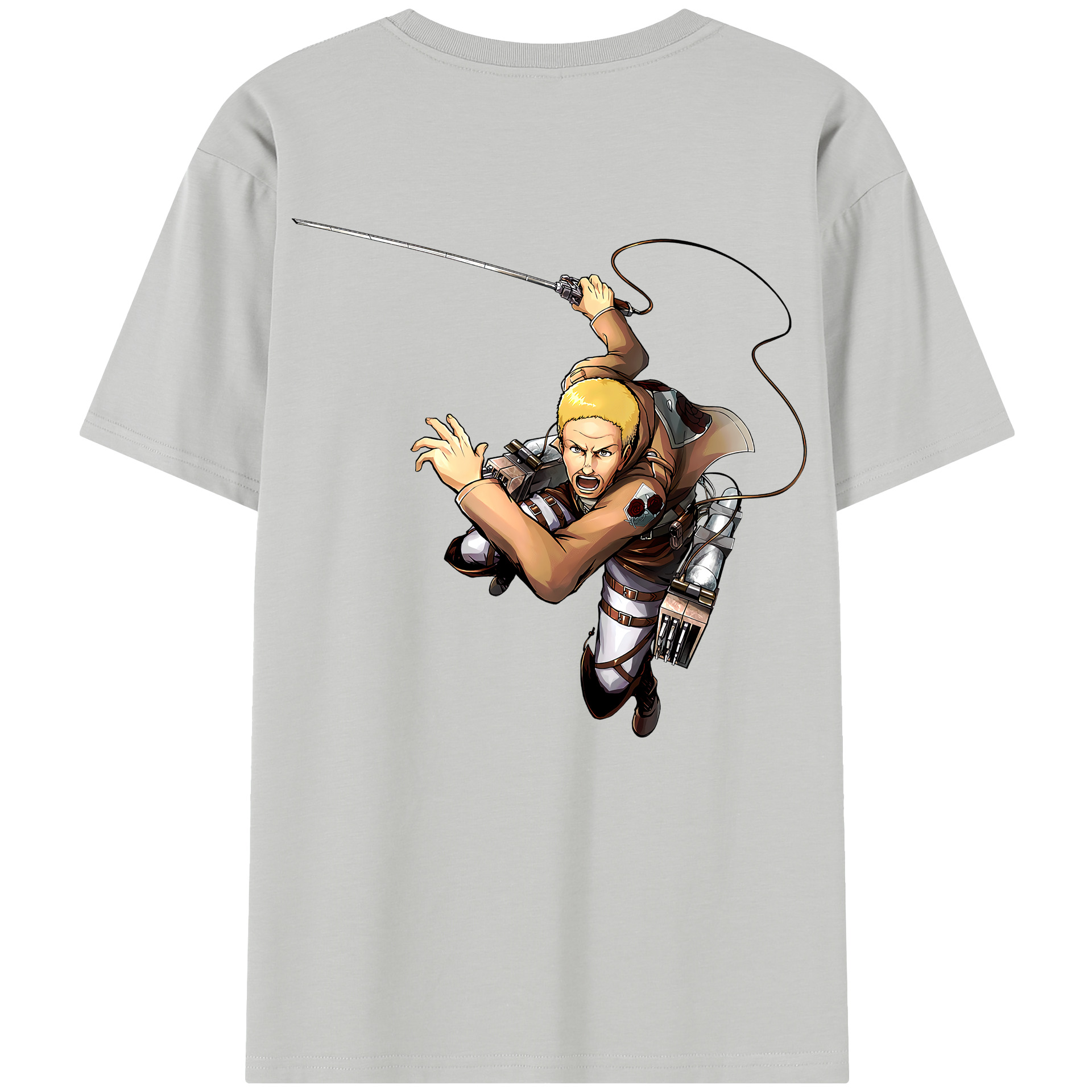 （画像用） 進撃の巨人 ハンネス Attack on Titan Hannes 綿100％半袖Tシャツ（背面プリント）