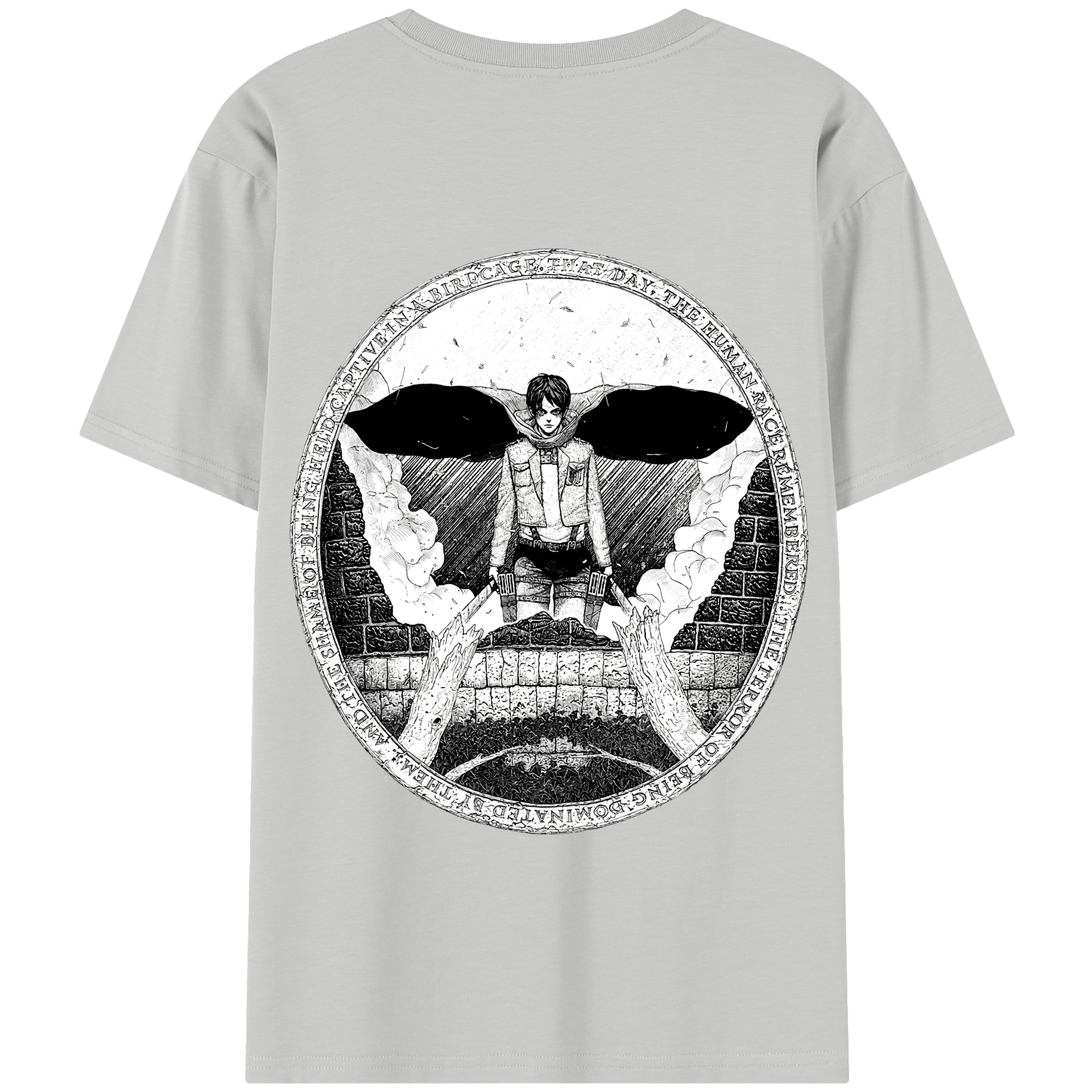 （画像用） 進撃の巨人 エレン･イェーガー Attack on Titan Eren Jäger 綿100％半袖Tシャツ（背面プリント）