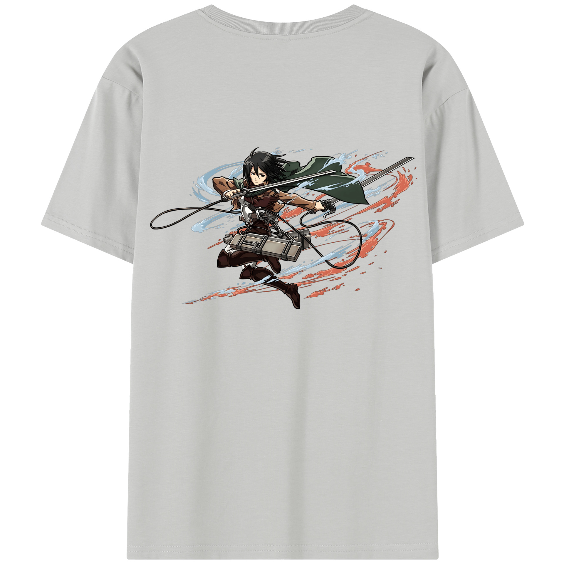 （画像用） 進撃の巨人 ミカサ·アッカーマン Attack on Titan Mikasa Ackerman 綿100％半袖Tシャツ（背面プリント）