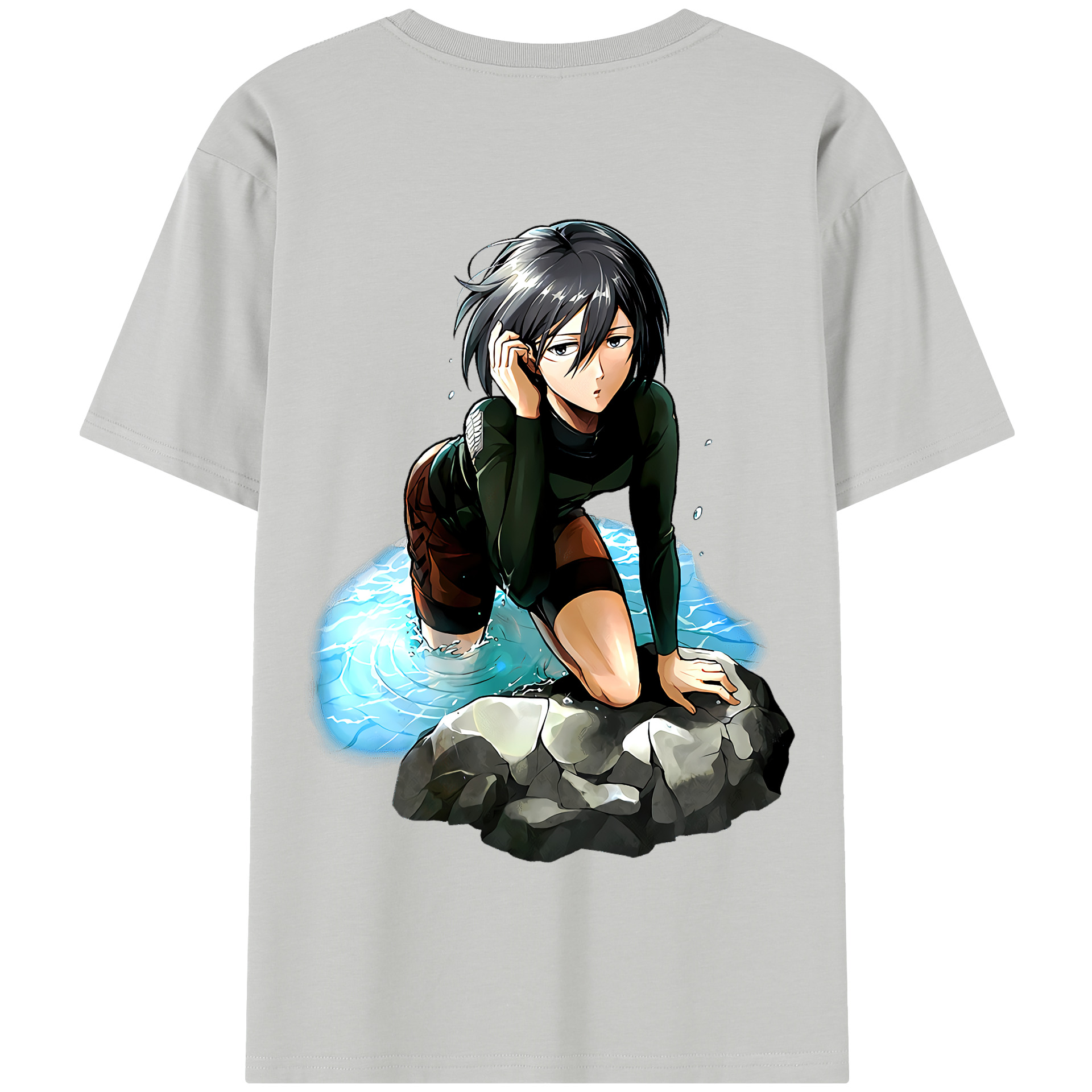 （画像用） 進撃の巨人 ミカサ·アッカーマン Attack on Titan Mikasa Ackerman 綿100％半袖Tシャツ（背面プリント）
