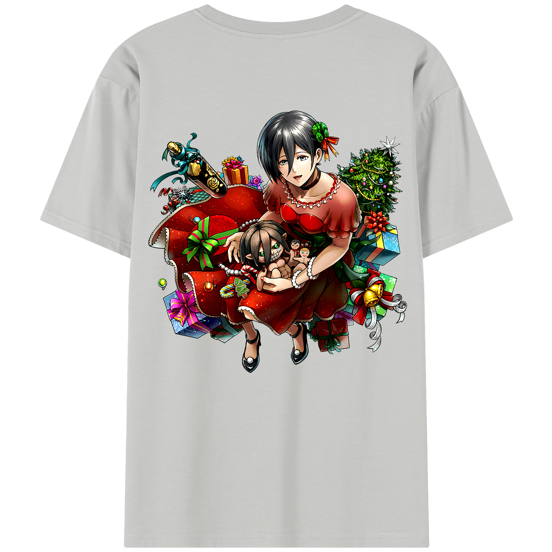 （画像用） 進撃の巨人 ミカサ·アッカーマン Attack on Titan Mikasa Ackerman 綿100％半袖Tシャツ（背面プリント）