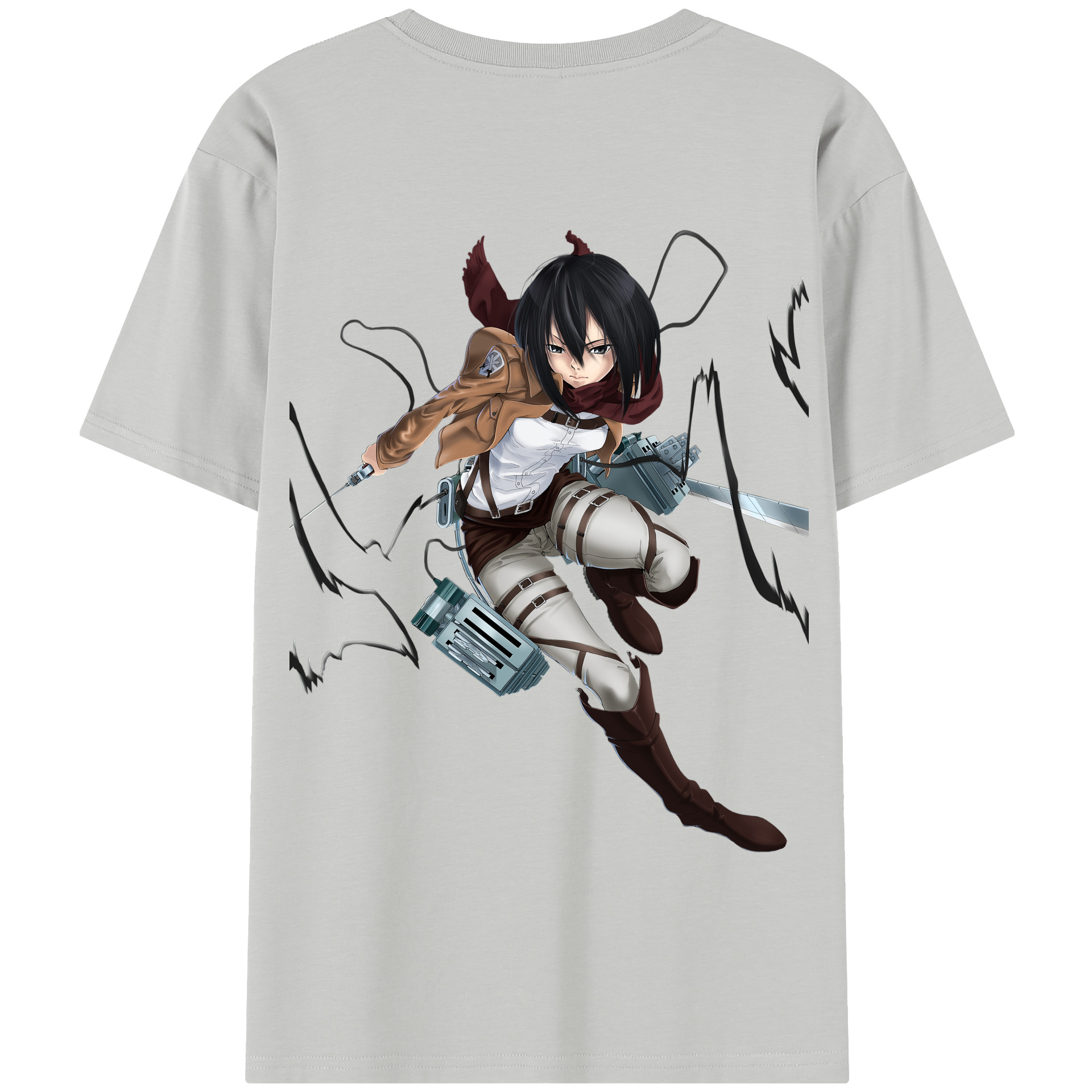 （画像用） 進撃の巨人 ミカサ·アッカーマン Attack on Titan Mikasa Ackerman 綿100％半袖Tシャツ（背面プリント）