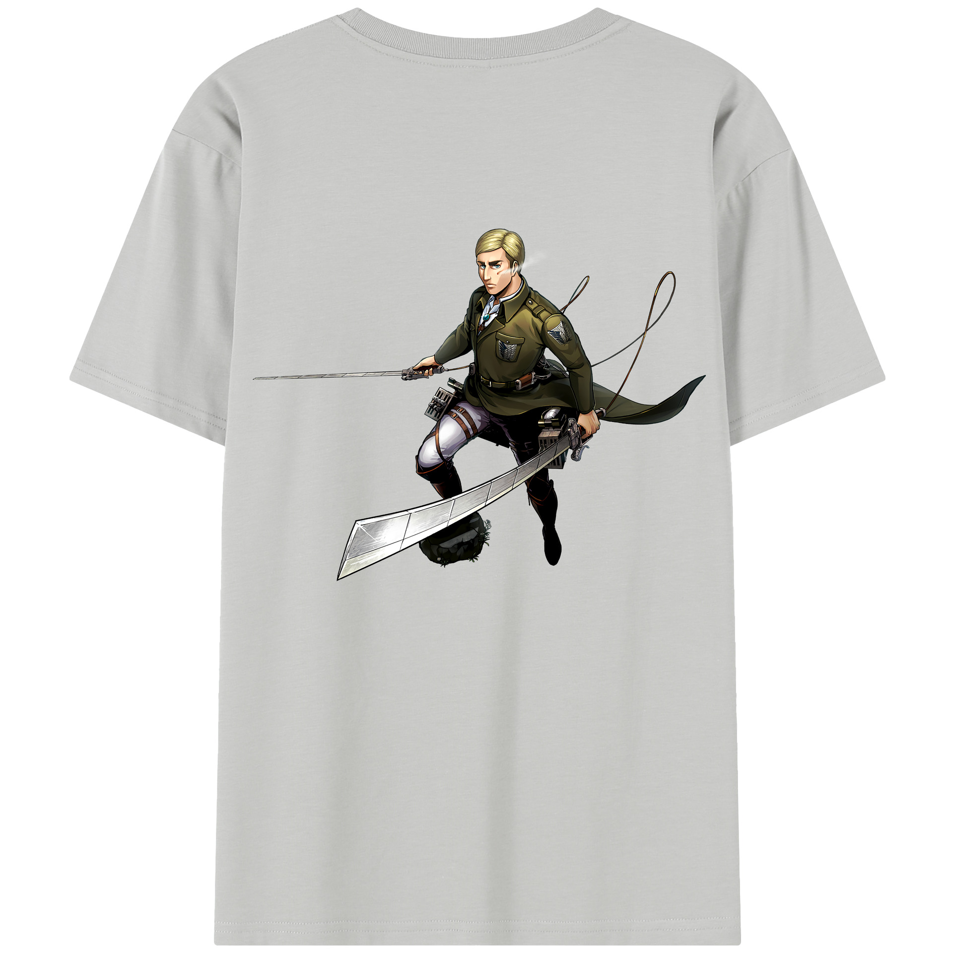 （画像用） 進撃の巨人 エルヴィン・スミス Attack on Titan Erwin Smith 綿100％半袖Tシャツ（背面プリント）