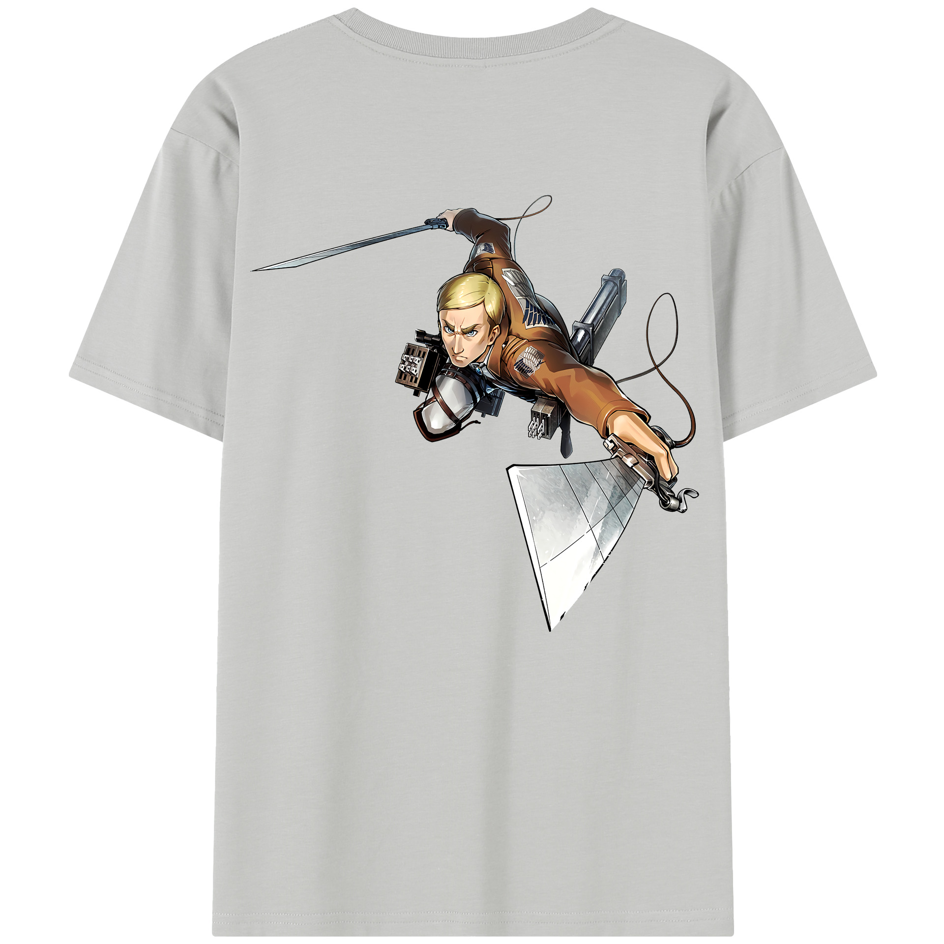（画像用） 進撃の巨人 エルヴィン・スミス Attack on Titan Erwin Smith 綿100％半袖Tシャツ（背面プリント）