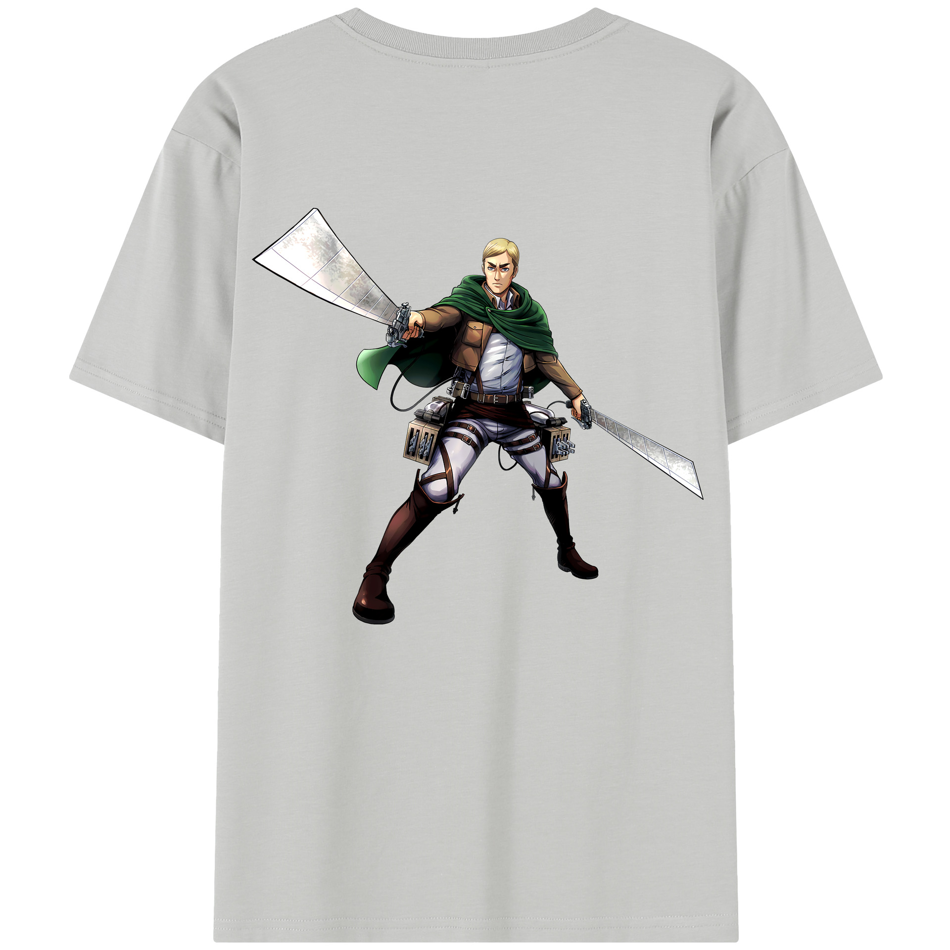 （画像用） 進撃の巨人 エルヴィン・スミス Attack on Titan Erwin Smith 綿100％半袖Tシャツ（背面プリント）