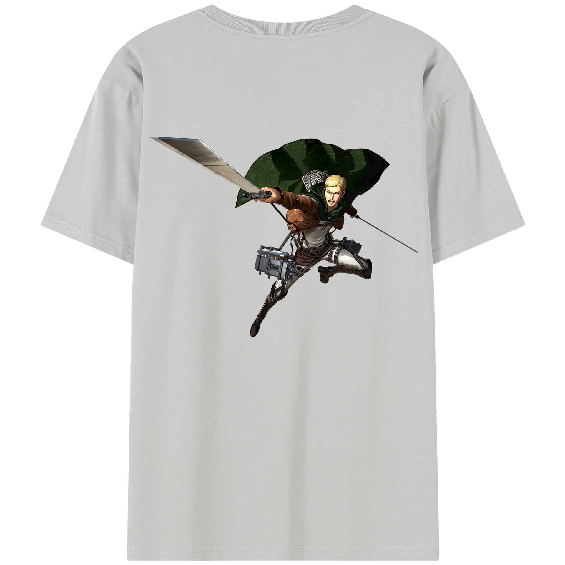（画像用） 進撃の巨人 エルヴィン・スミス Attack on Titan Erwin Smith 綿100％半袖Tシャツ（背面プリント）