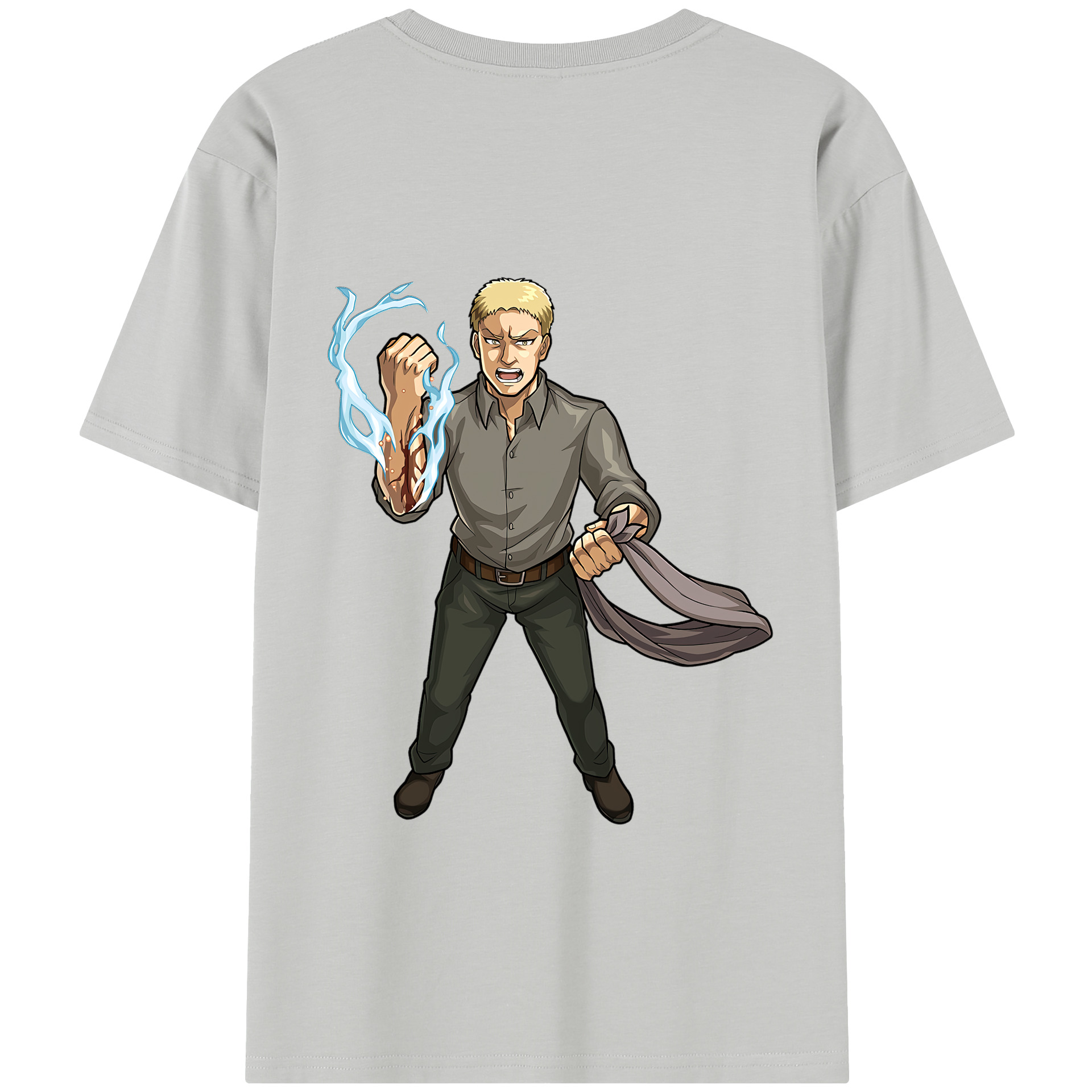 （画像用） 進撃の巨人 ライナー・ブラウン Attack on Titan Reiner Braun 綿100％半袖Tシャツ（背面プリント）