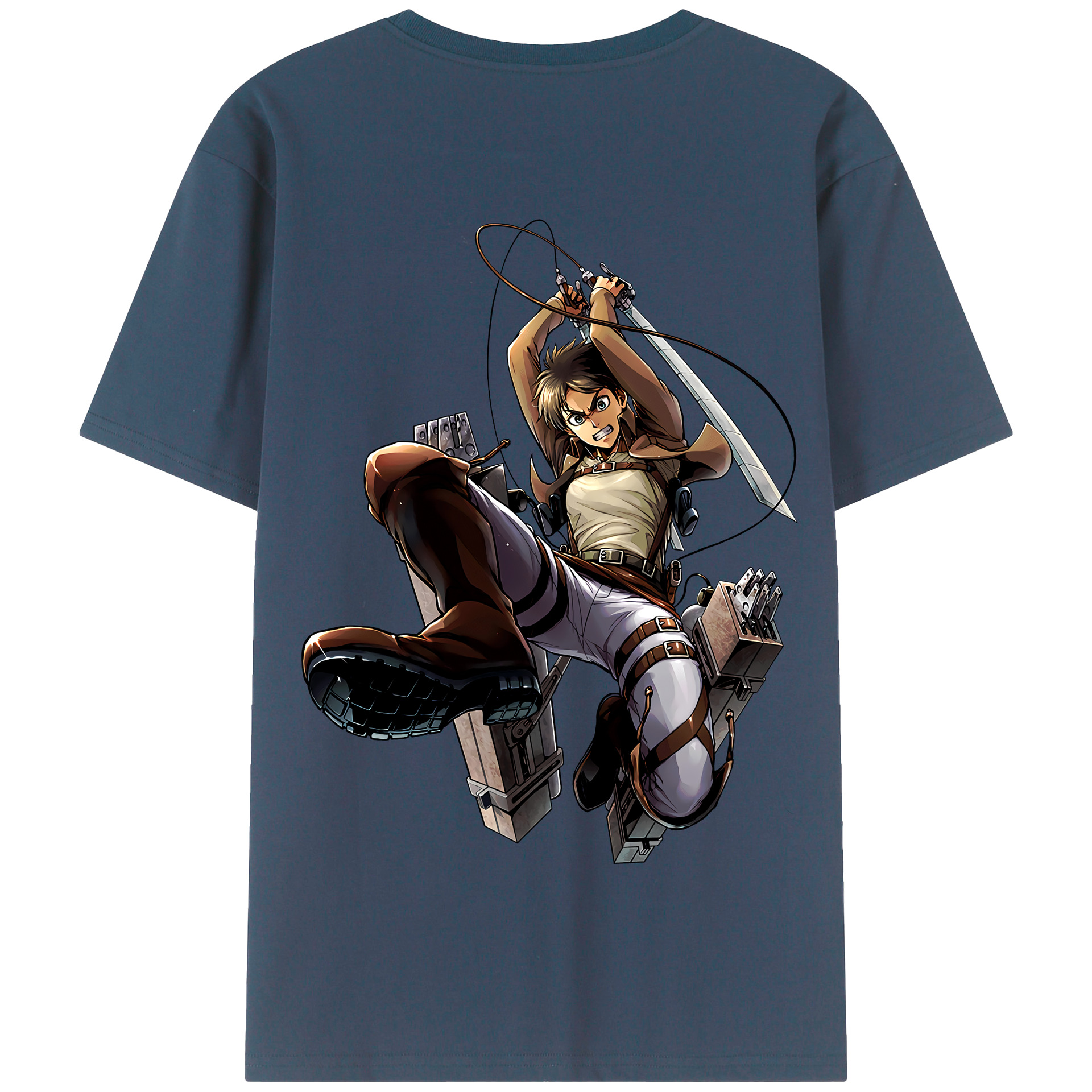 （画像用） 進撃の巨人 エレン･イェーガー Attack on Titan Eren Jäger 綿100％半袖Tシャツ（背面プリント）
